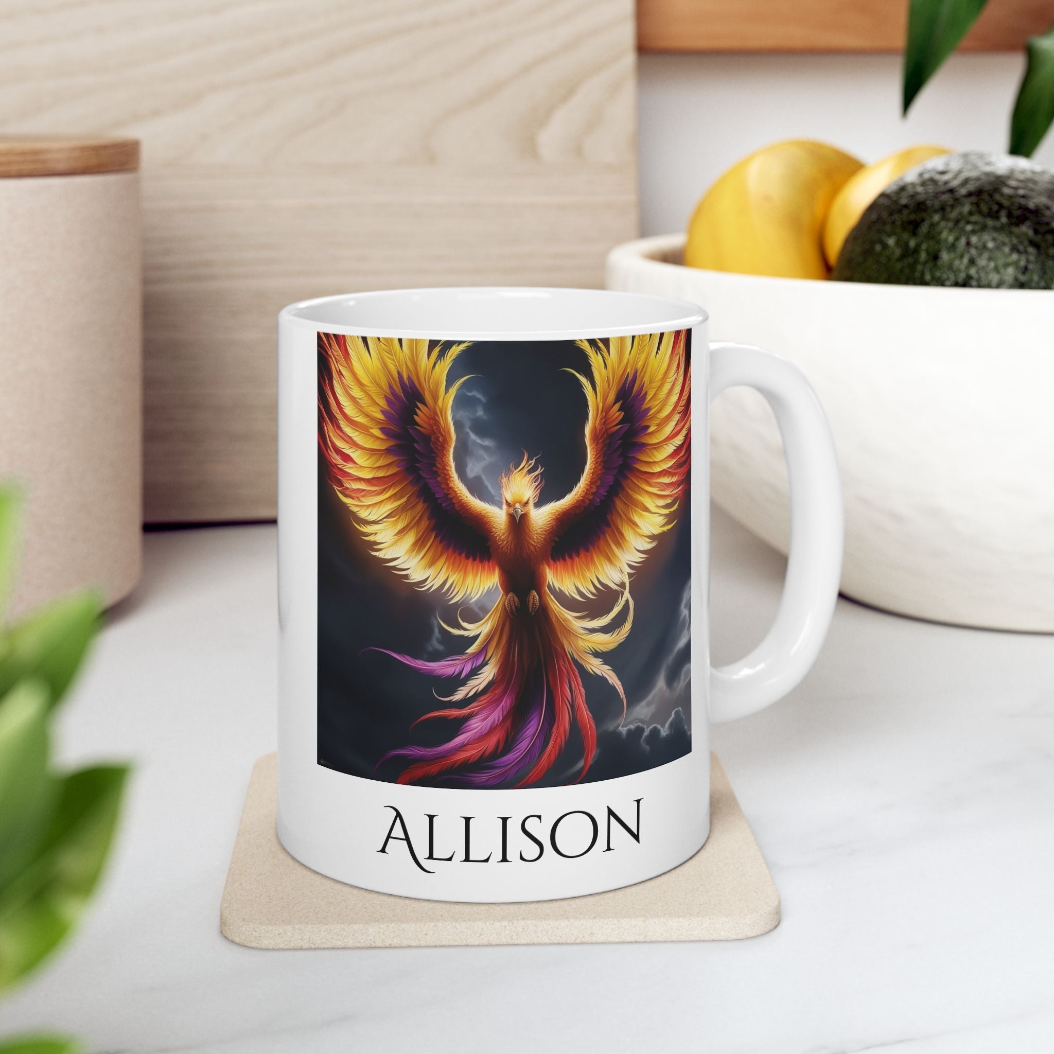 Personalized Phoenix Bird Mug: Renewal Rebirth Gift, Firebird Coffee Cup