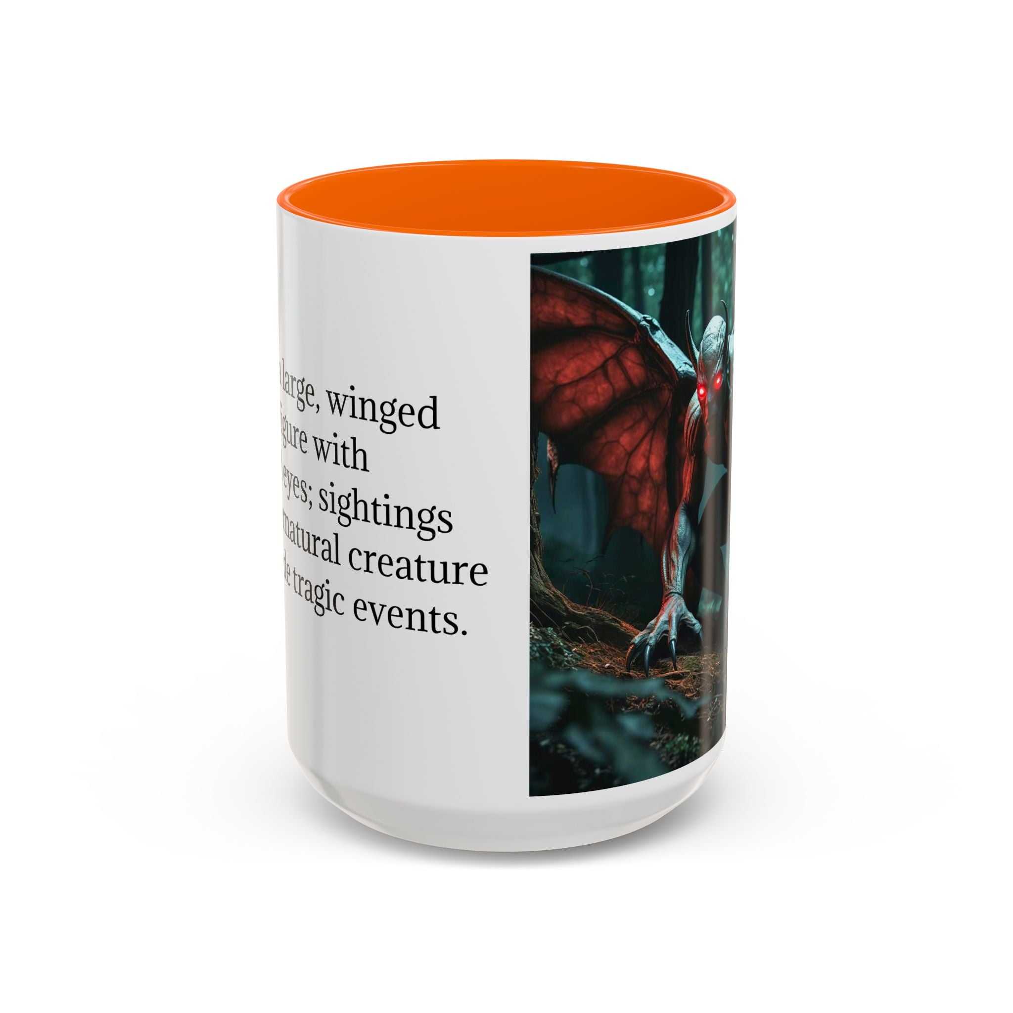 Mothman Mug: Supernatural Monster, Cryptid Mug, Mythical Creature, Urban Legend (Crouching)