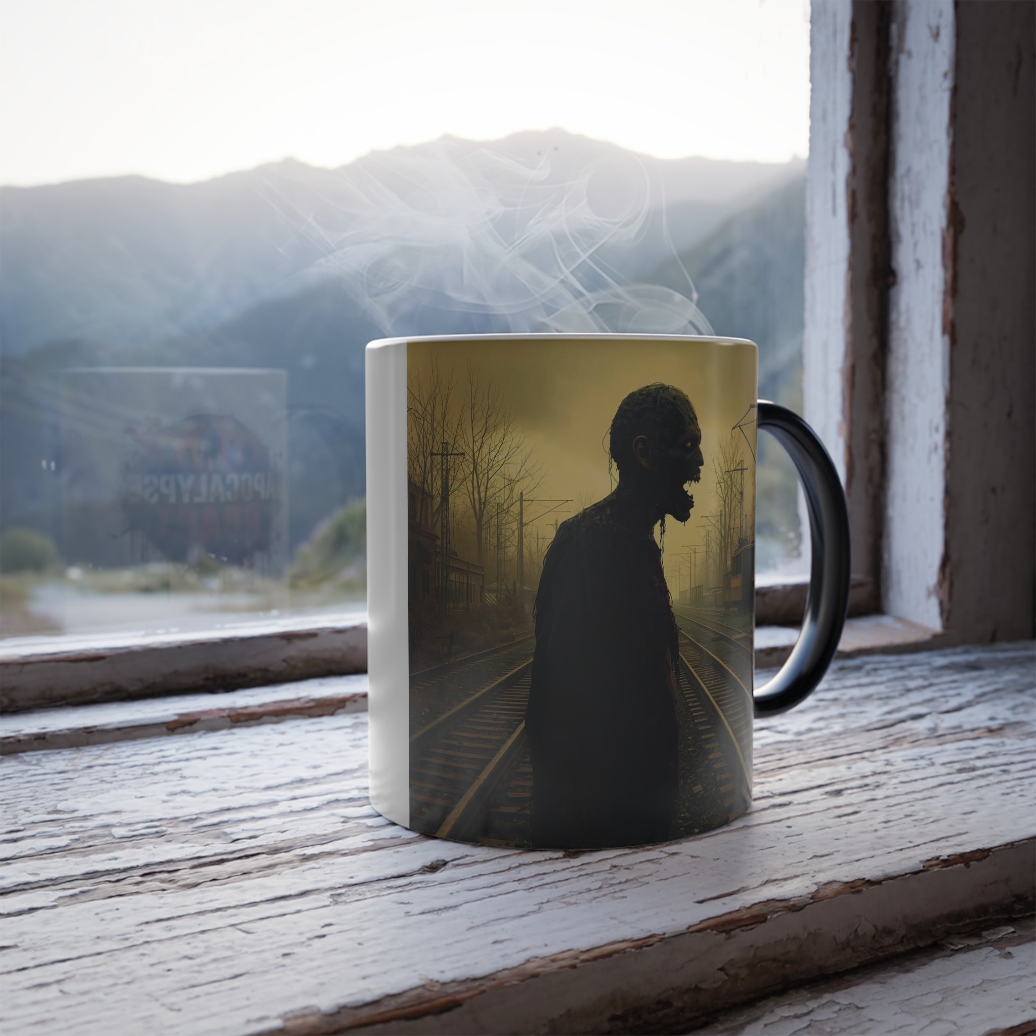 Color Changing Zombie Mug: Halloween Horror, Apocalypse Roast (Trainyard)