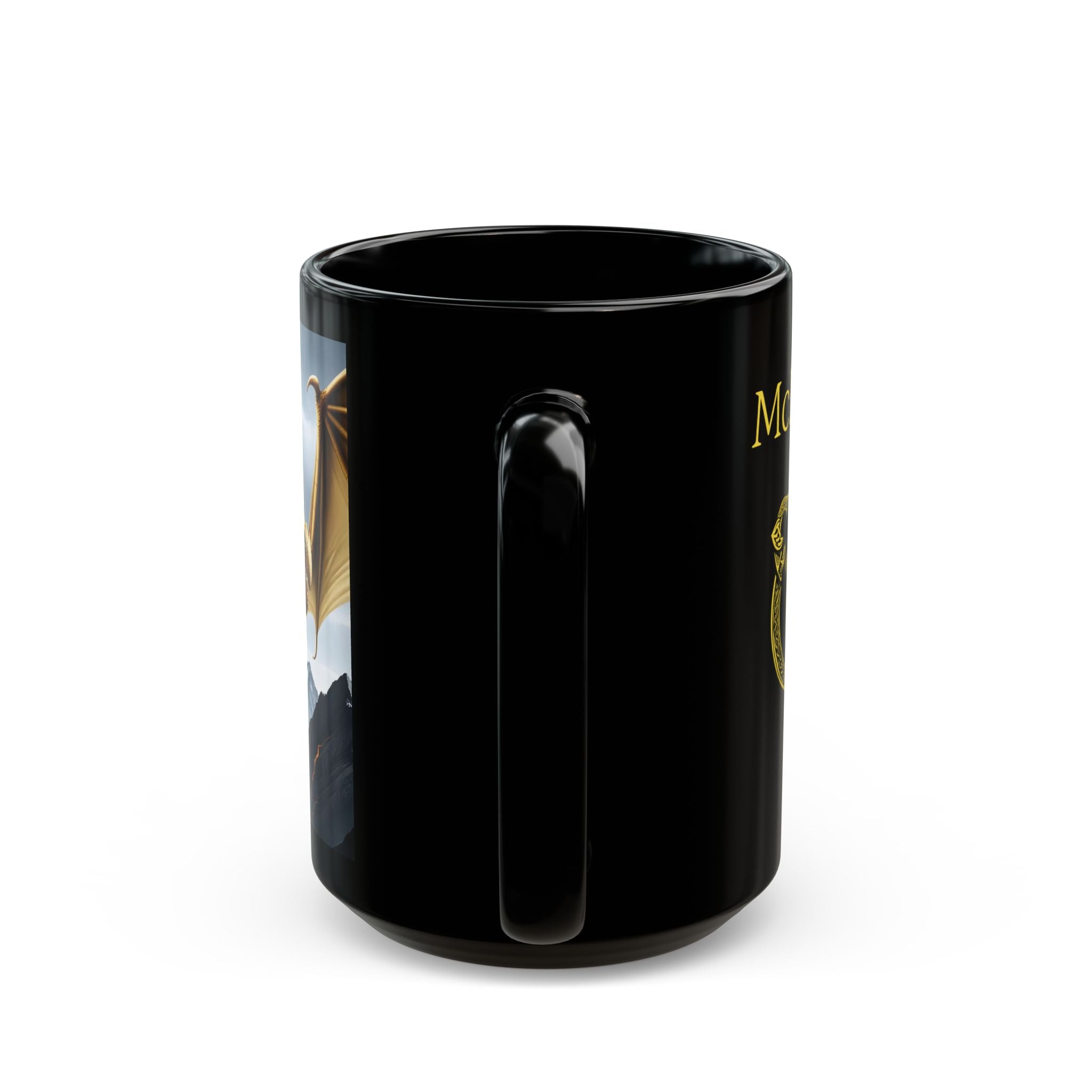 Personalized Dragon Coffee Mug: Customizable Family Crest, DnD Gift, Gold Drake