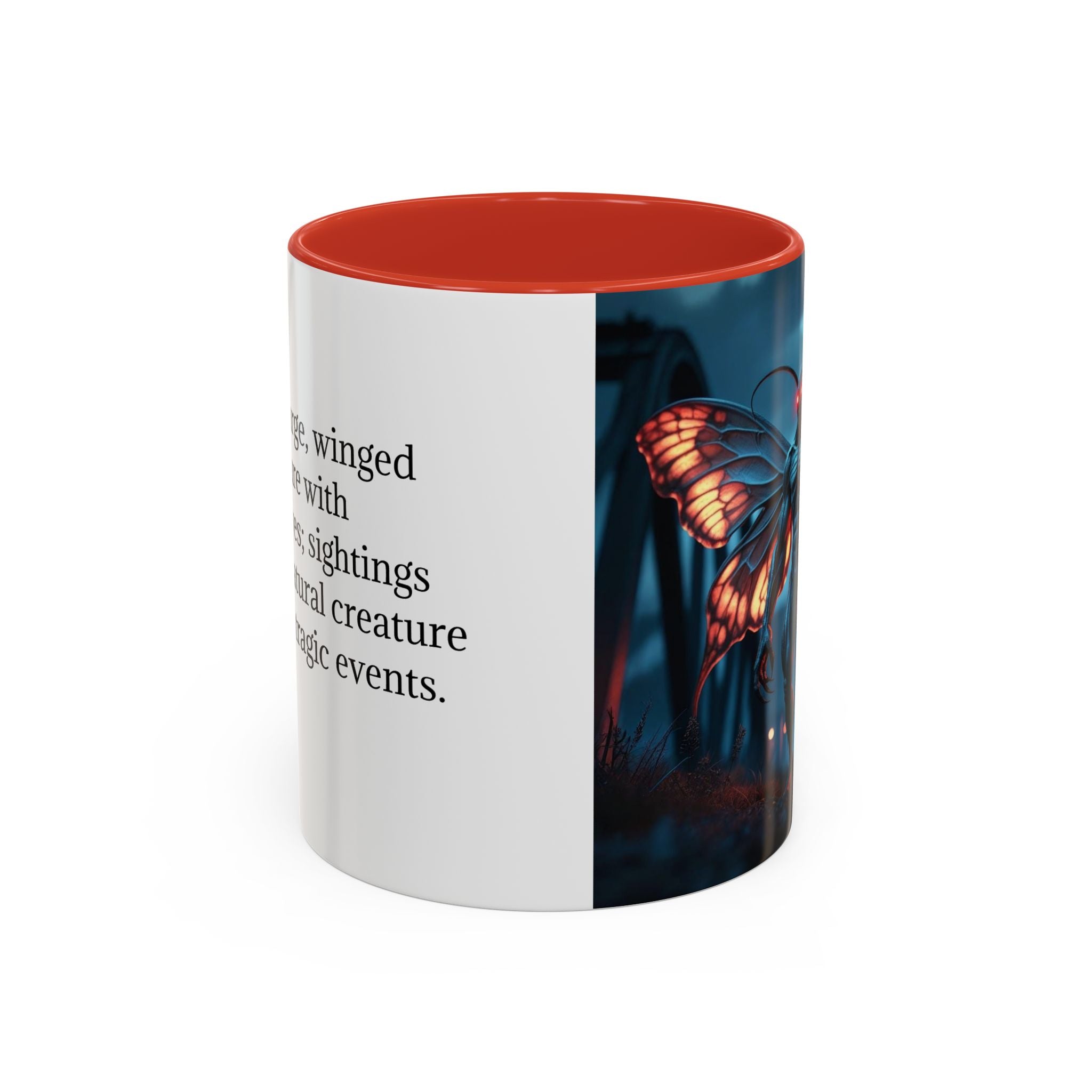 Mothman Coffee Mug: Supernatural Monster, Legendary Creature, Cryptid Gift (Bridge)