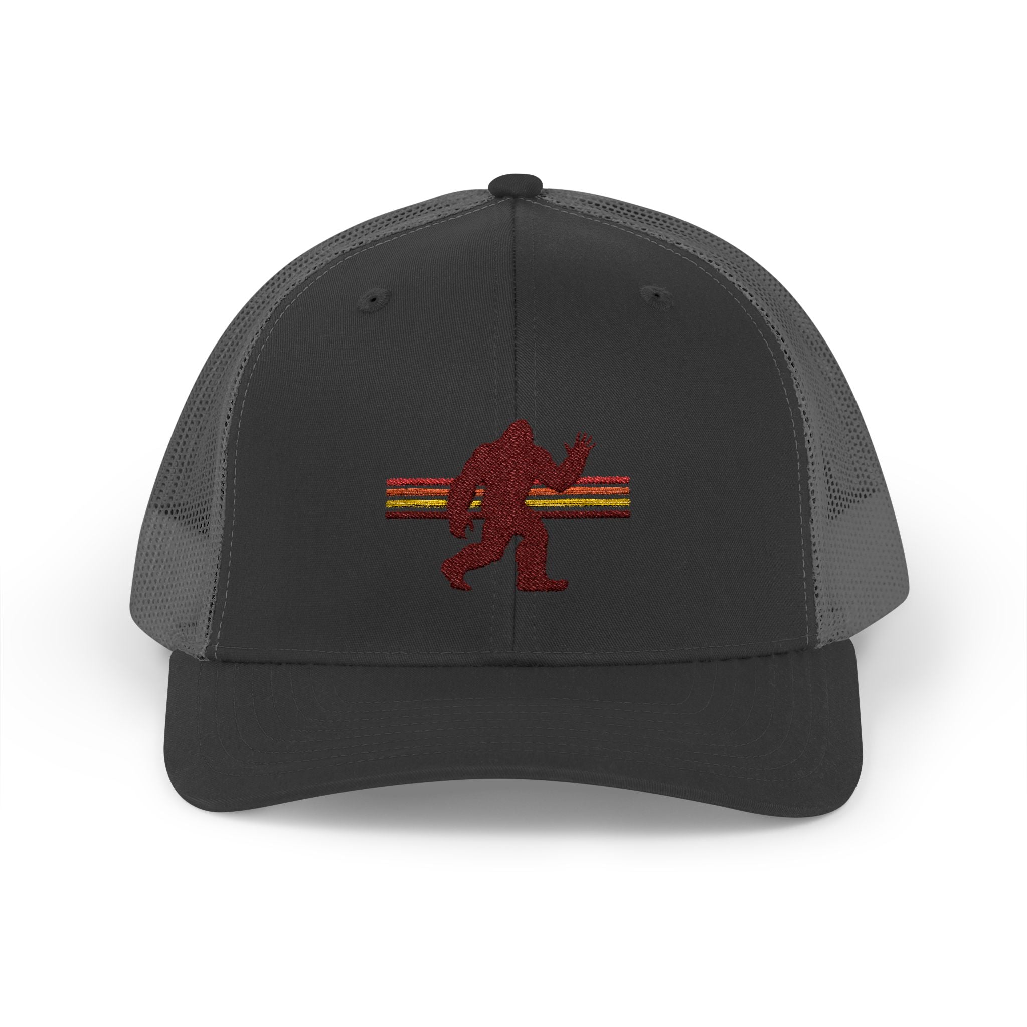 Bigfoot Trucker Hat: Embroidered Baseball Cap, Sasquatch Snapback Hat