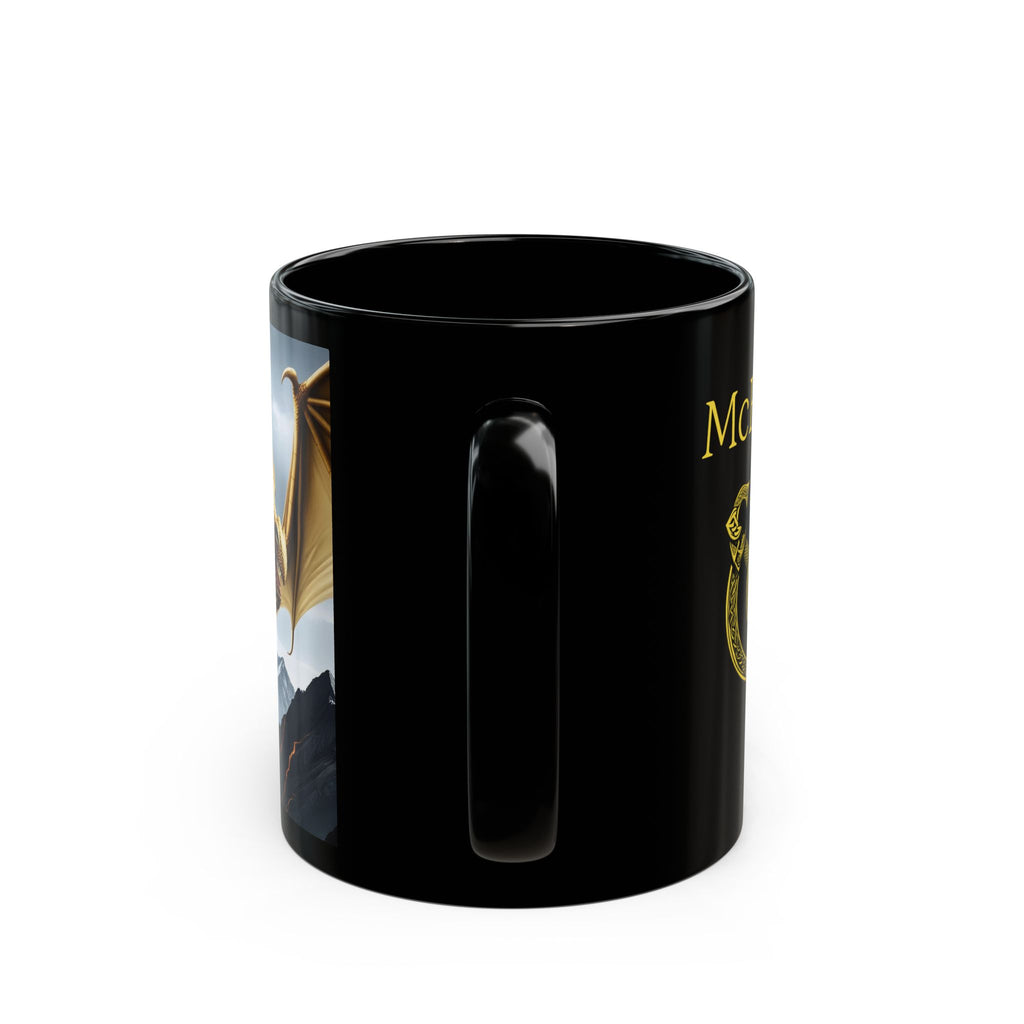 Personalized Dragon Coffee Mug: Customizable Family Crest, DnD Gift, Gold Drake