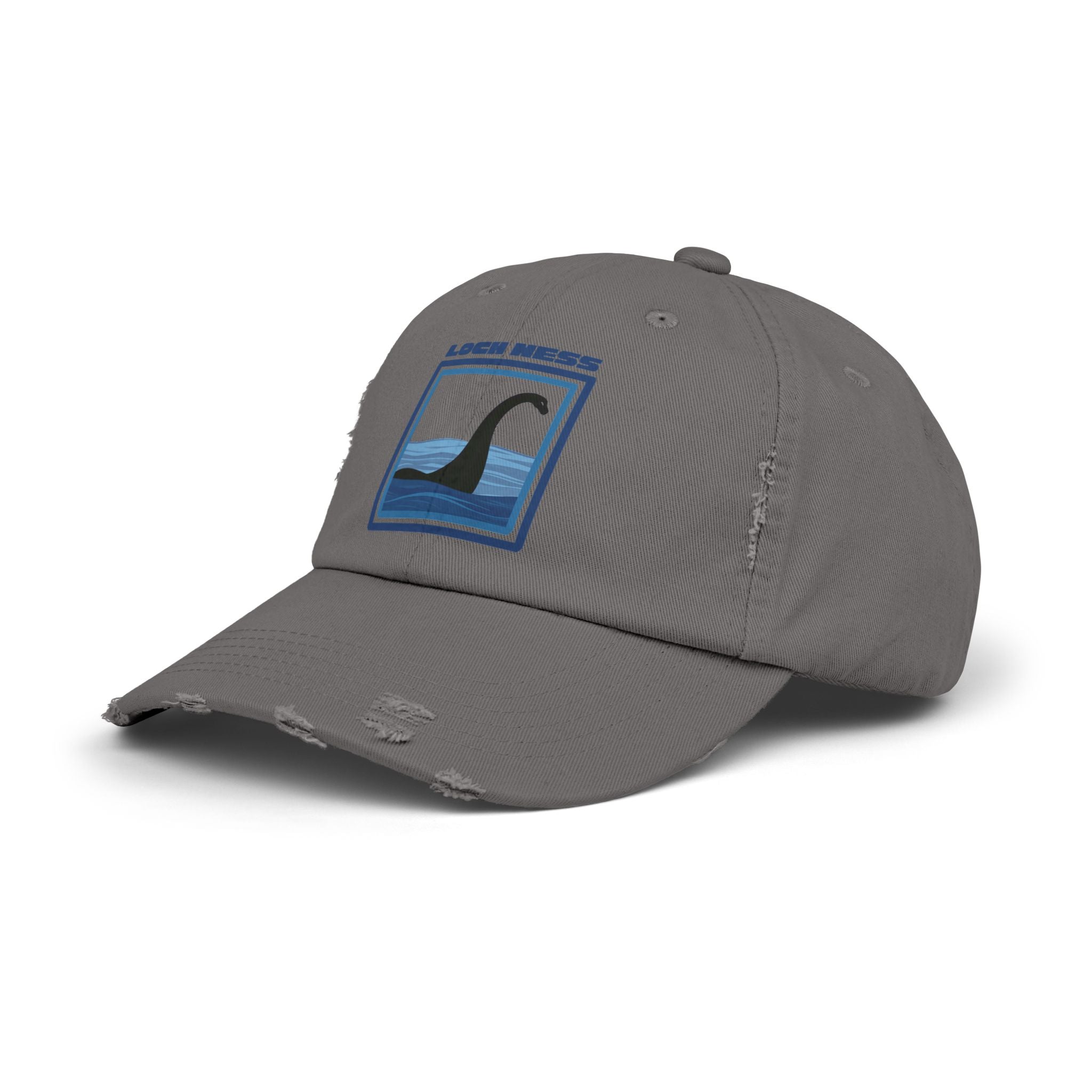Loch Ness Monster: Unisex Distressed Cap, Adjustable Strap, Casual Outdoor Style (Blue)