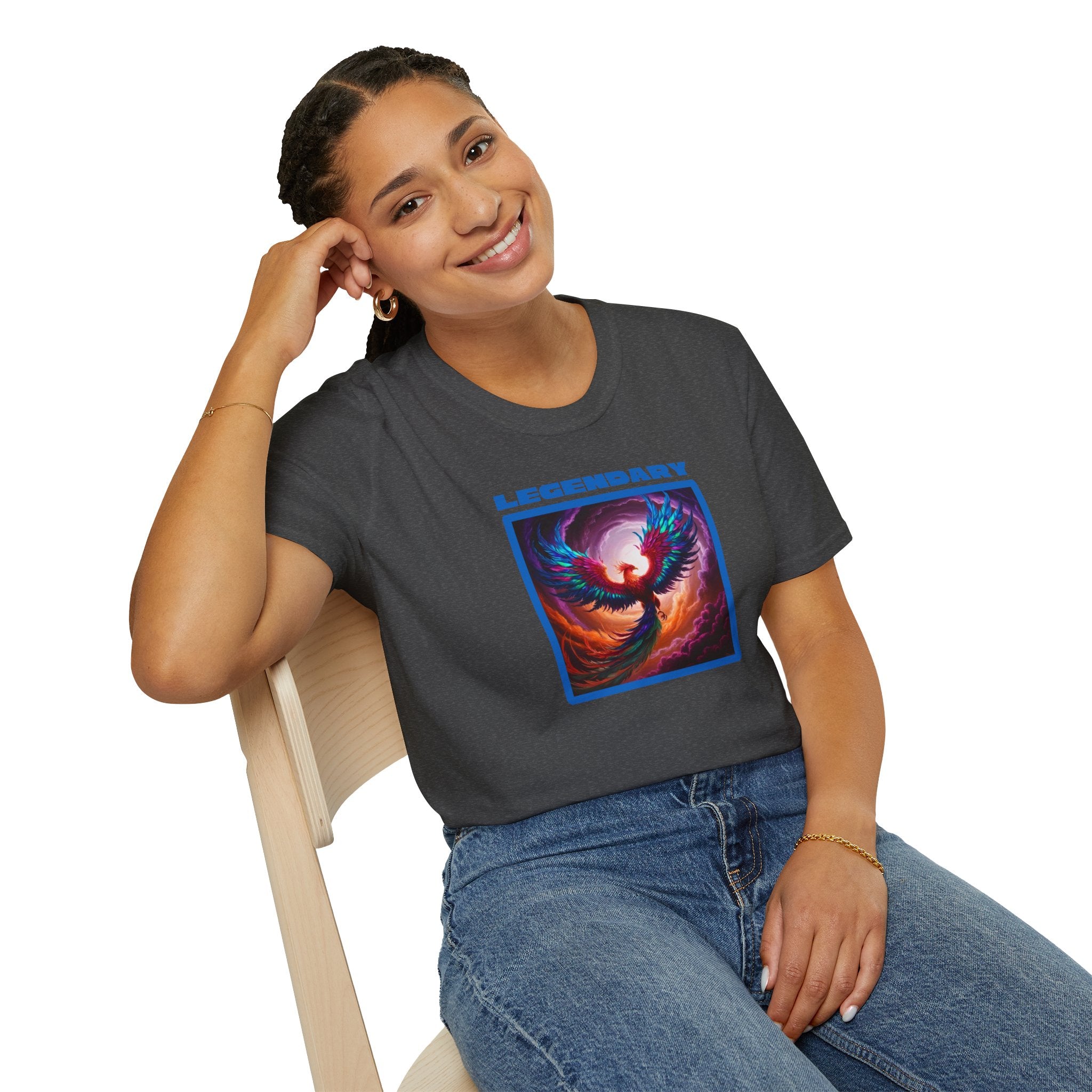 Phoenix Shirt: Rise from the Ashes, Soft Cotton T-Shirt, Legendary Graphic Tee (Blue)