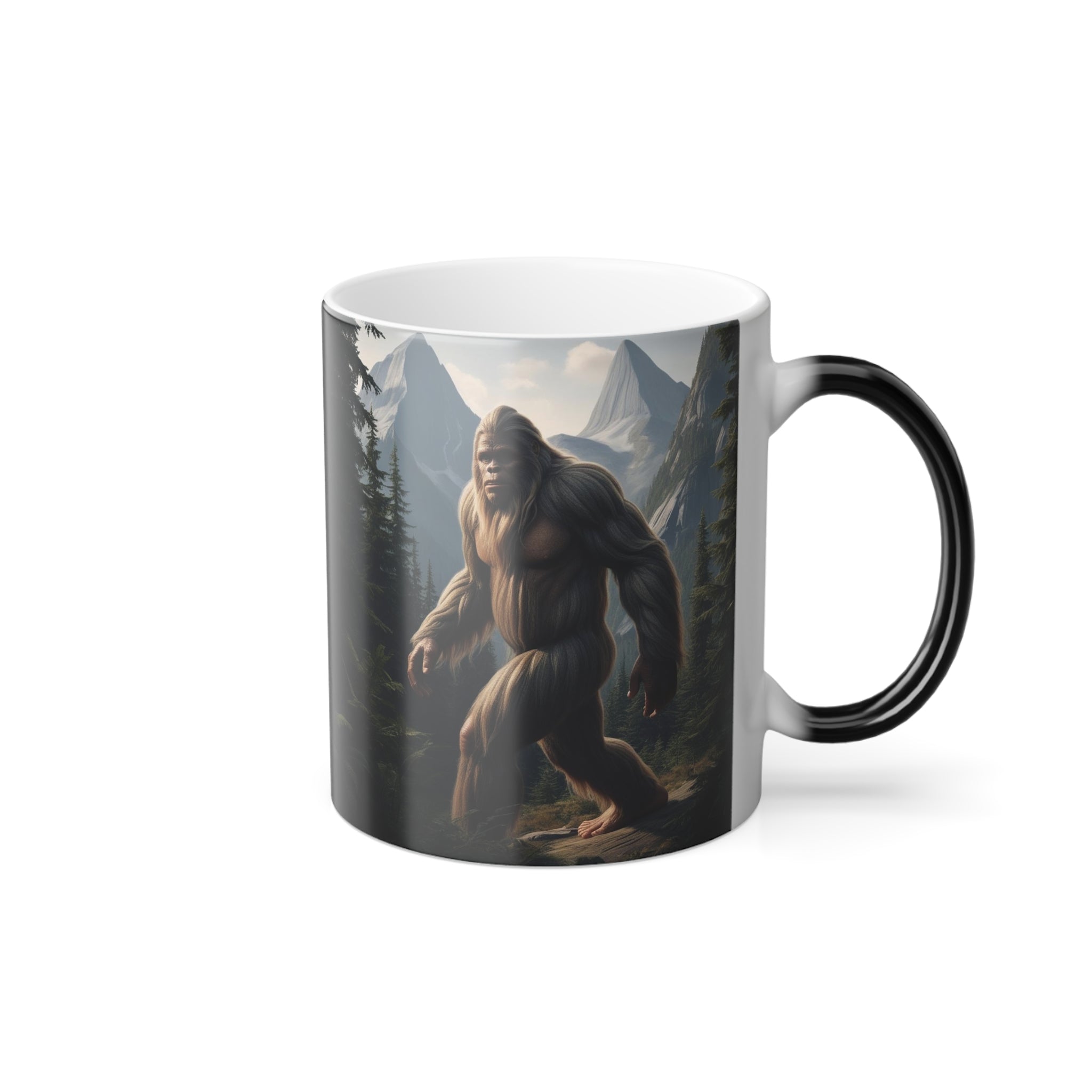 Color Changing Bigfoot Coffee Mug: Sasquatch, Pacific Northwest Cryptid (Mountain)
