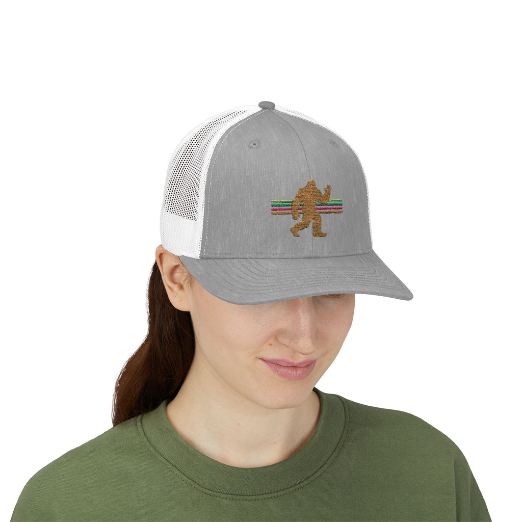 Bigfoot Trucker Hat: Embroidered Sasquatch, Baseball Cap, Custom Snapback Hat