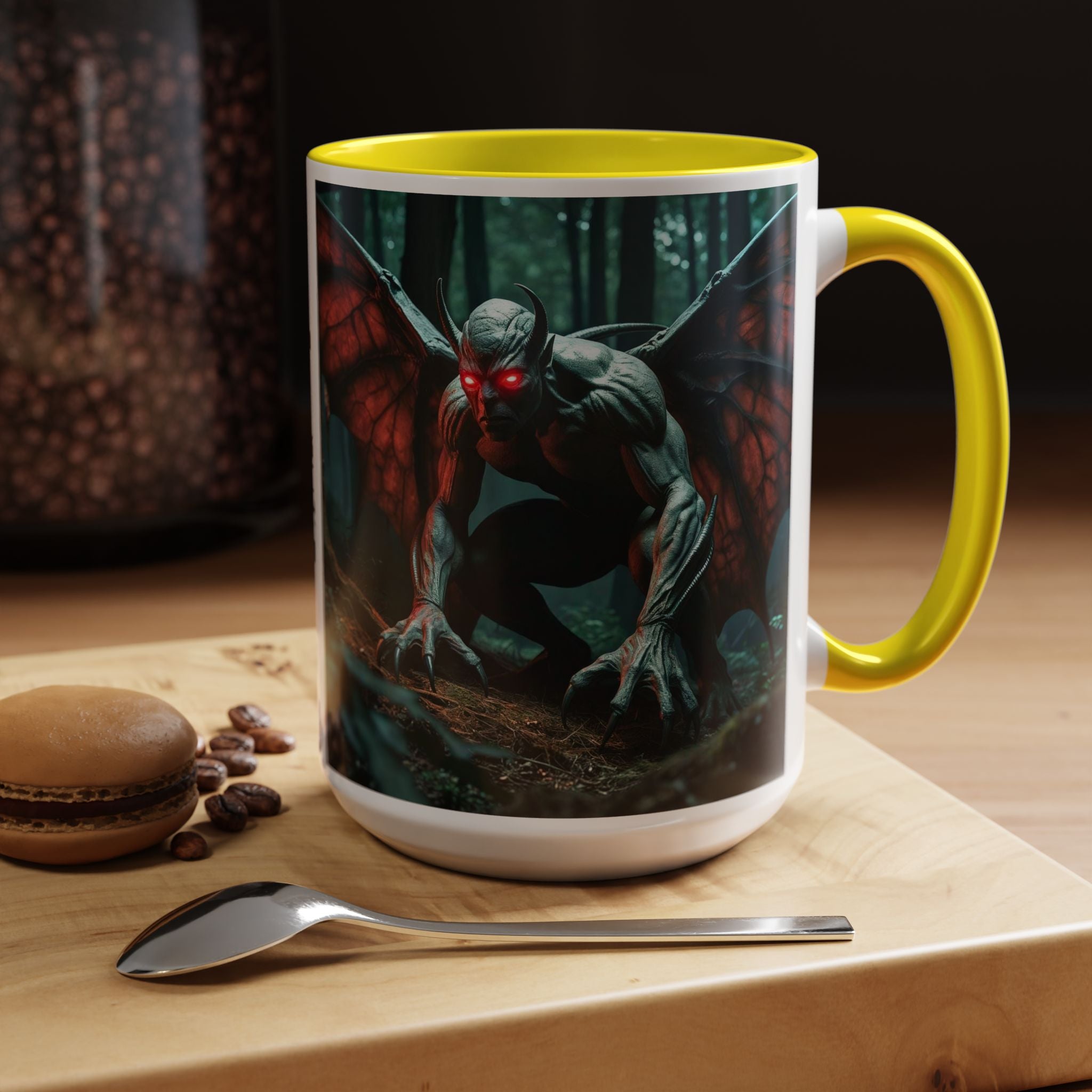 Mothman Mug: Supernatural Monster, Cryptid Mug, Mythical Creature, Urban Legend (Crouching)