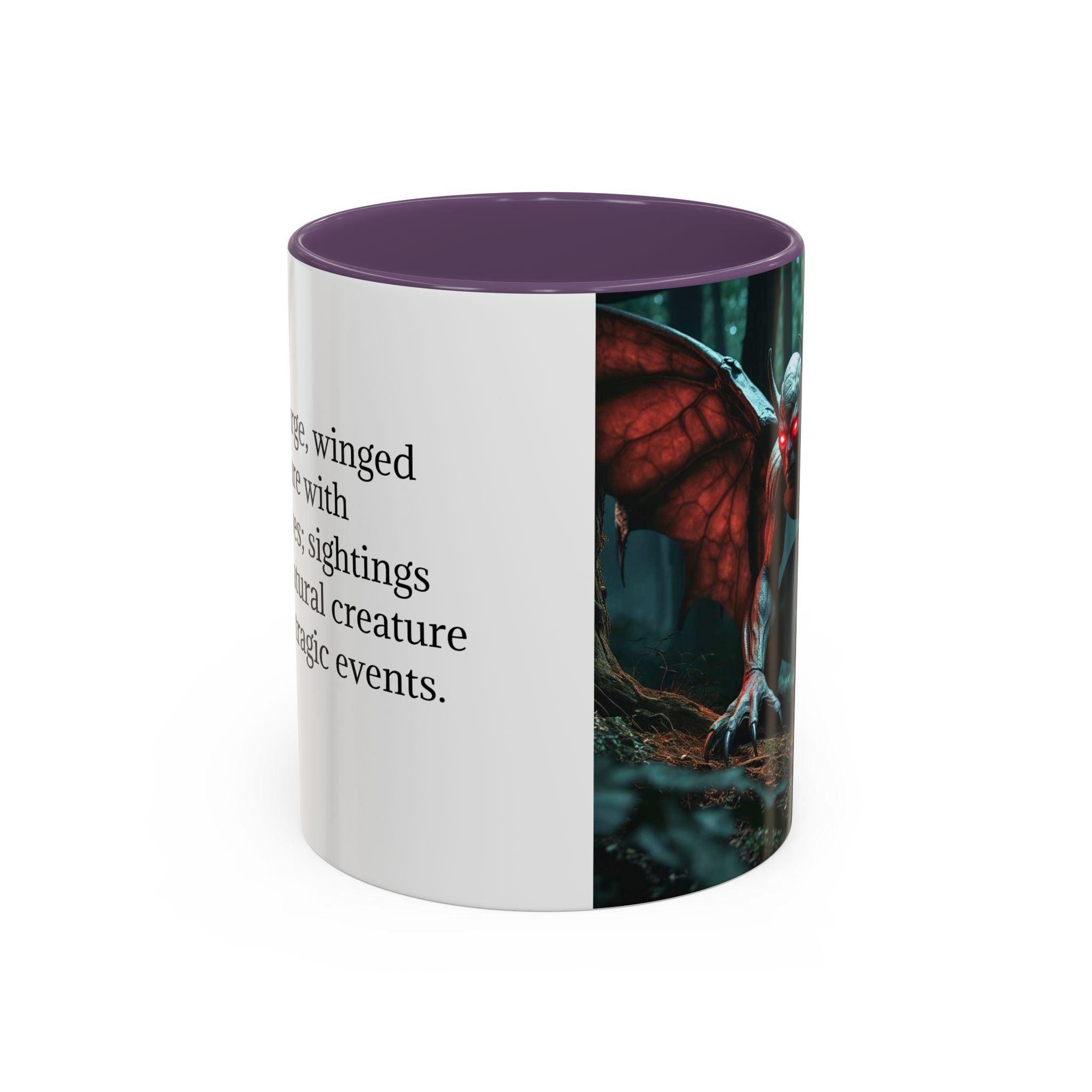 Mothman Mug: Supernatural Monster, Cryptid Mug, Mythical Creature, Urban Legend (Crouching)