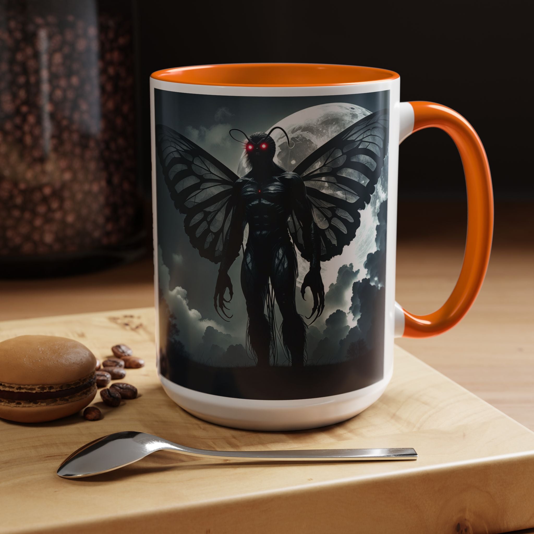 Mothman Coffee Mug: Supernatural Cryptid, Legendary Monster, Mugs for Men (Moon)