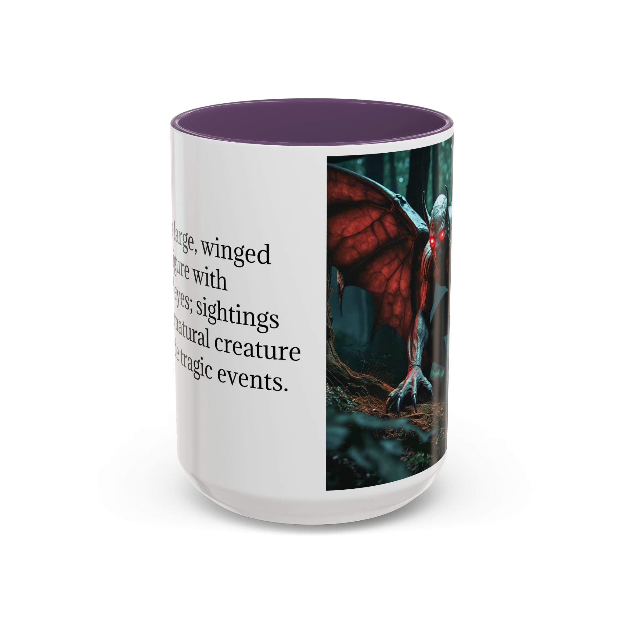 Mothman Mug: Supernatural Monster, Cryptid Mug, Mythical Creature, Urban Legend (Crouching)