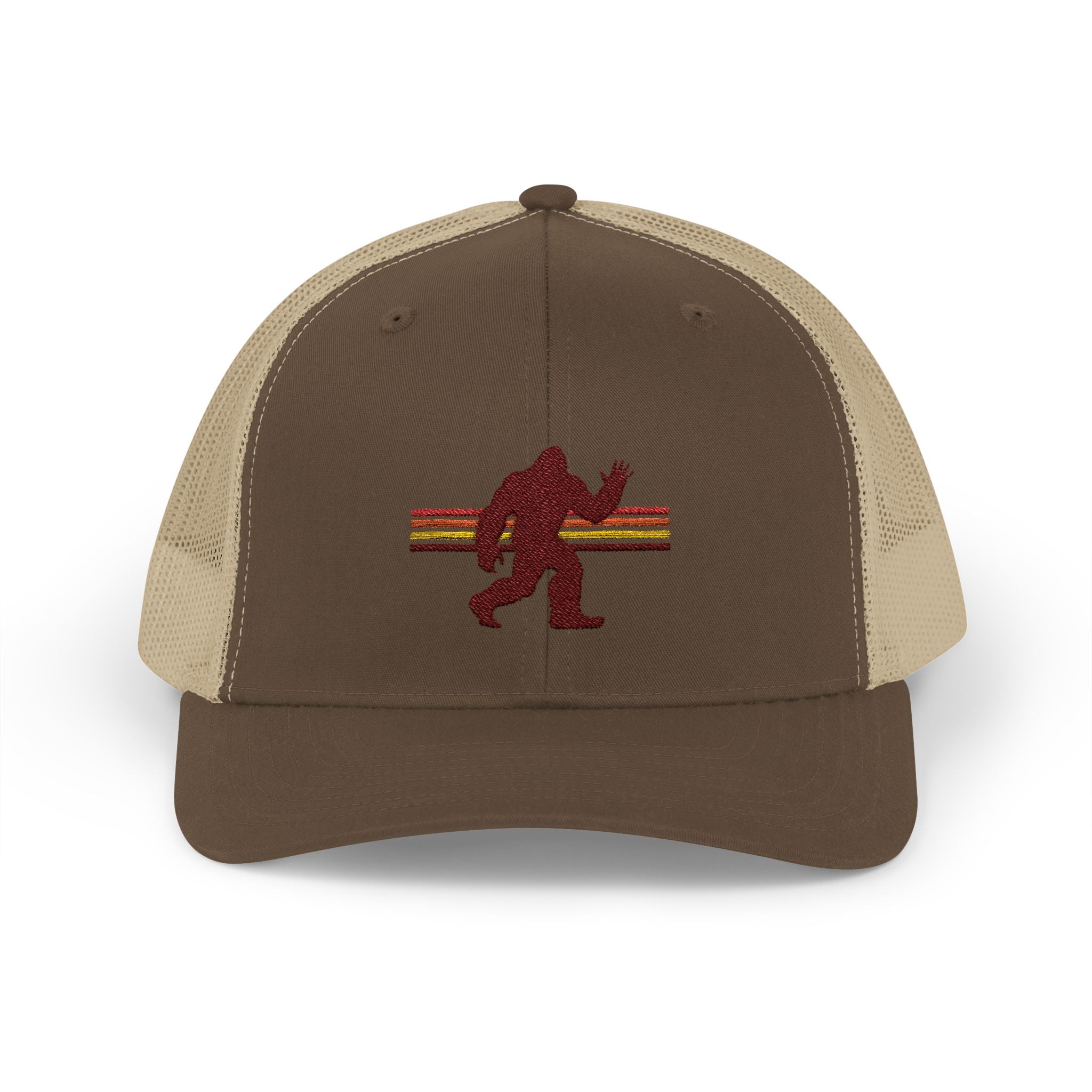 Bigfoot Trucker Hat: Embroidered Baseball Cap, Sasquatch Snapback Hat