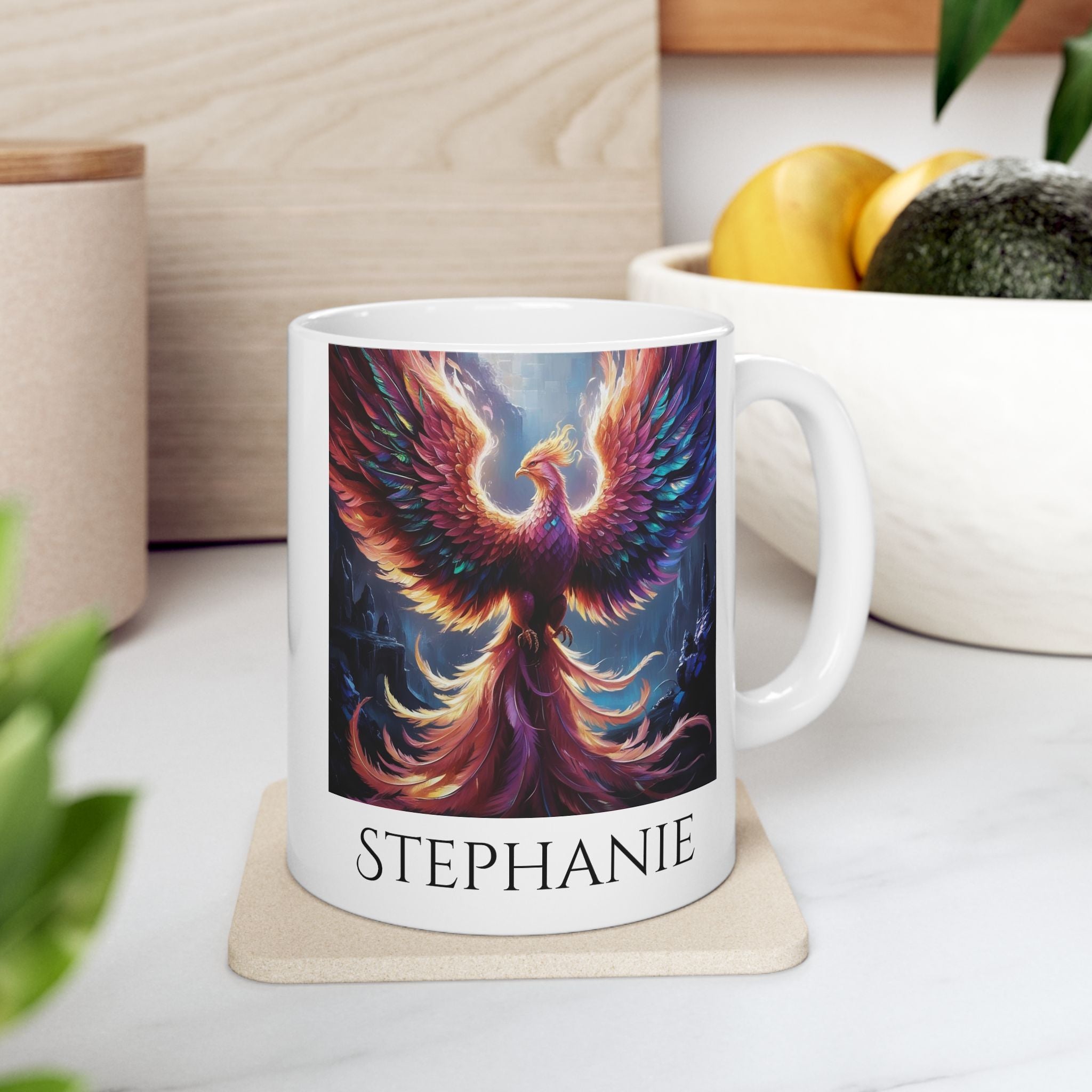 Customizable Phoenix Coffee Mug: Mythical Creature, Rise from the Ashes