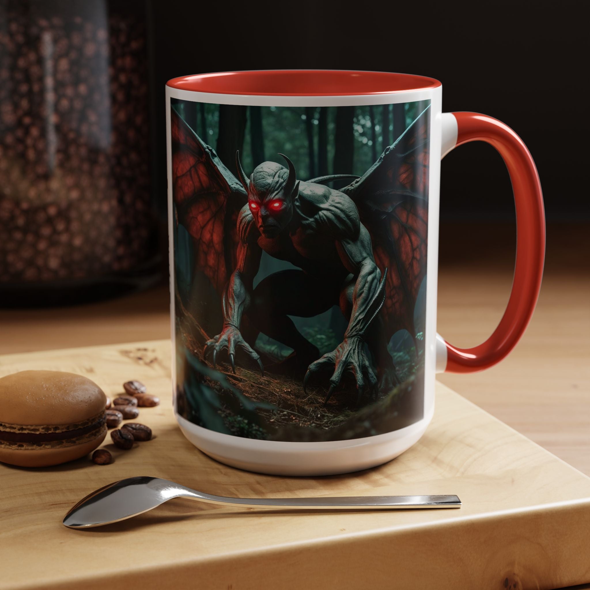 Mothman Mug: Supernatural Monster, Cryptid Mug, Mythical Creature, Urban Legend (Crouching)