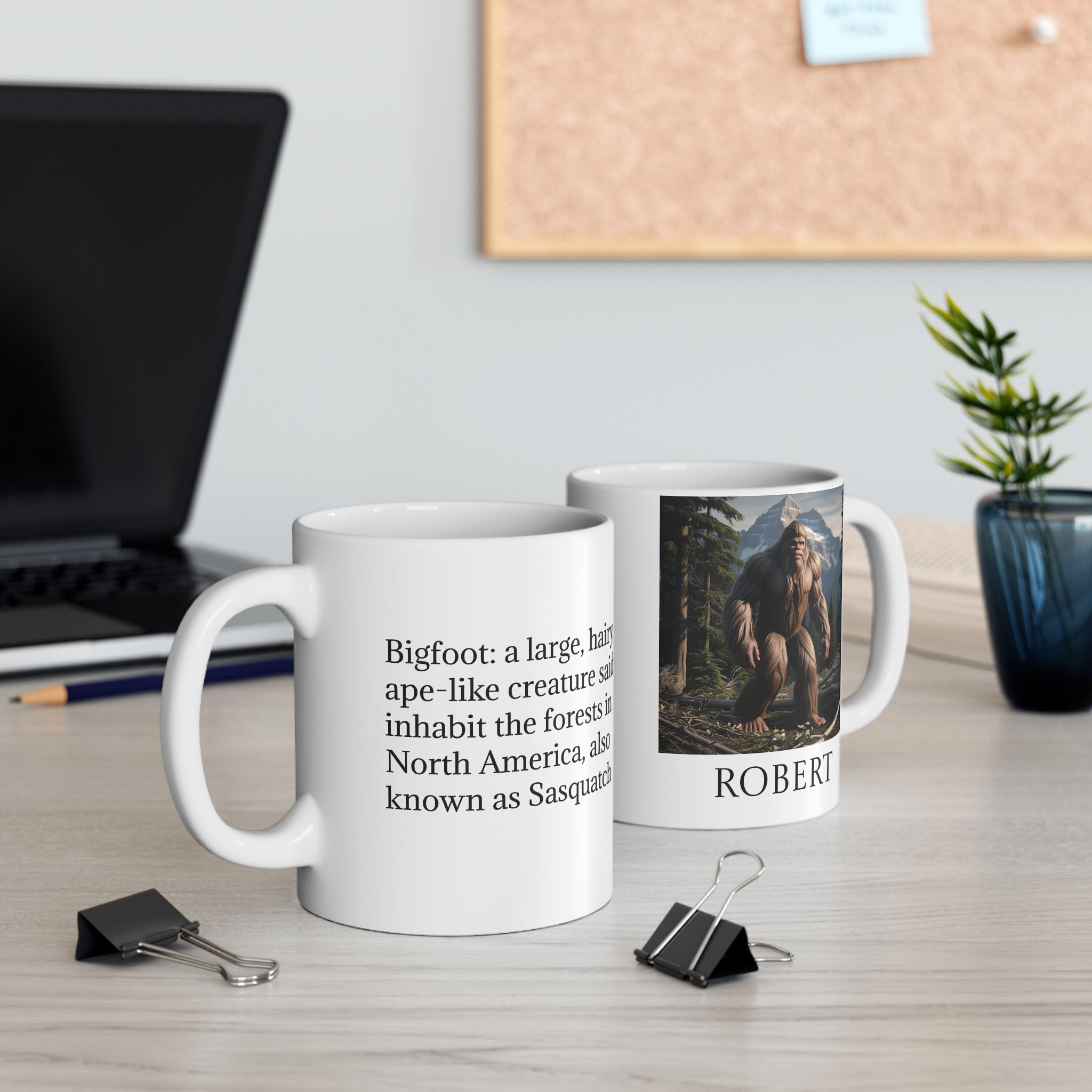 Personalized Bigfoot Coffee Cup: Sasquatch, Pacific Northwest Cryptid, Mythical Creature Mug