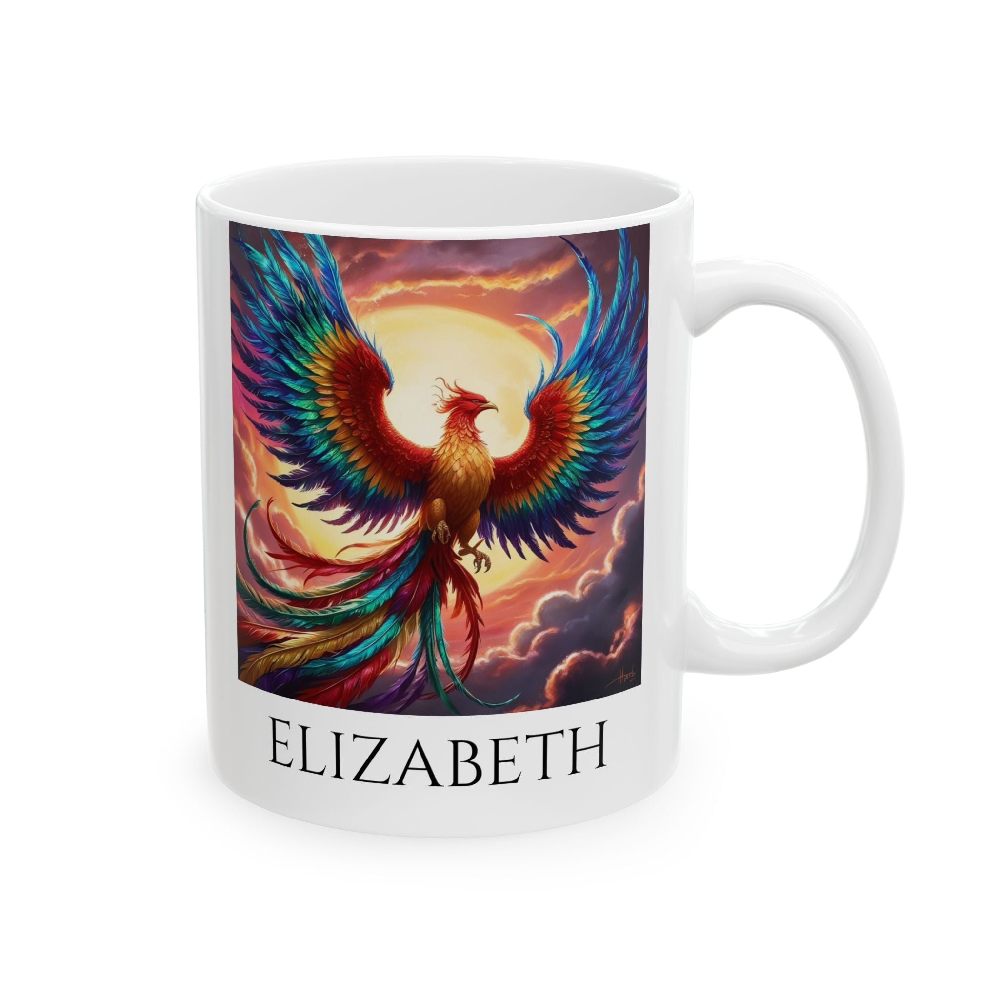 Customizable Phoenix Bird Mug: Firebird Coffee Cup, Renewal Rebirth Gift