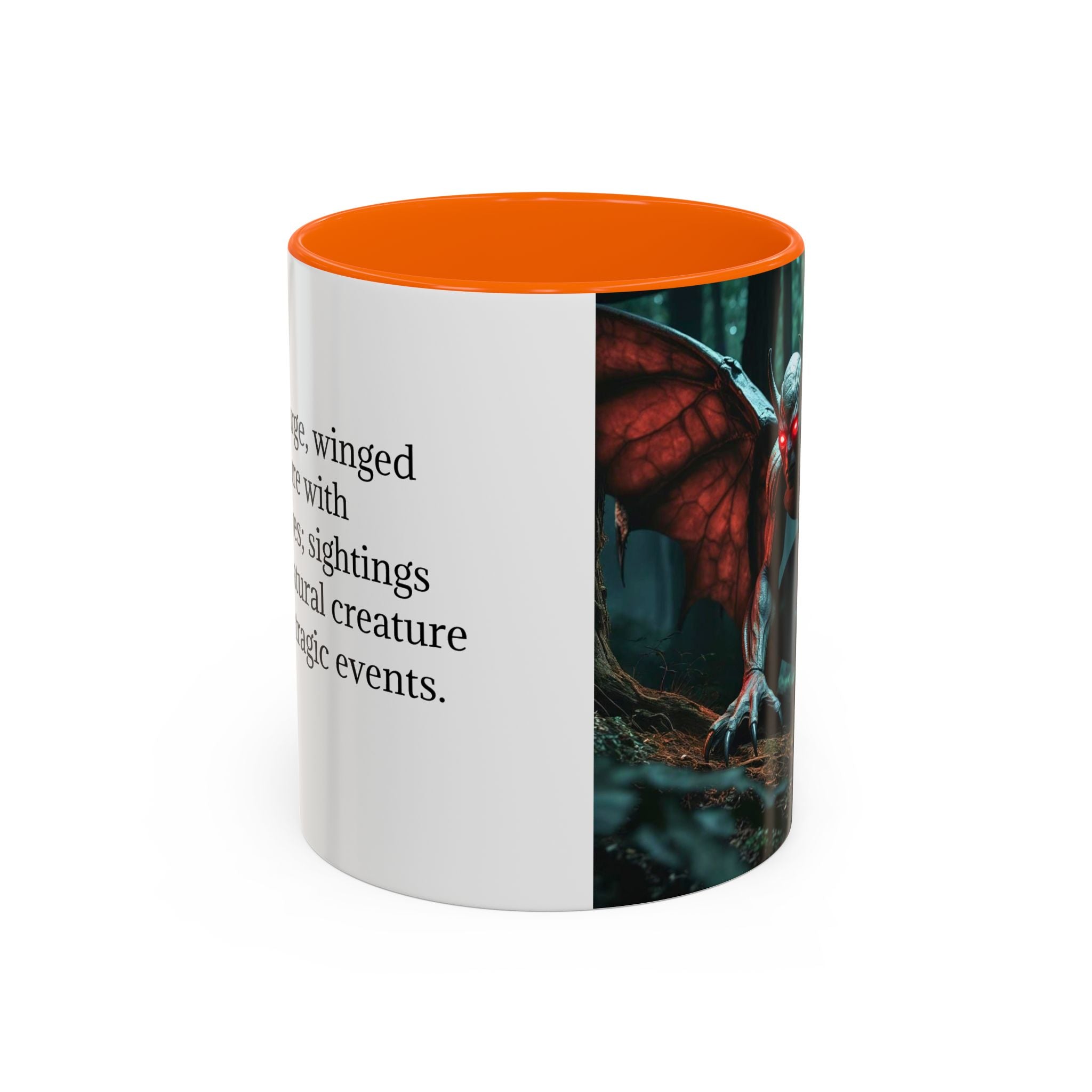 Mothman Mug: Supernatural Monster, Cryptid Mug, Mythical Creature, Urban Legend (Crouching)