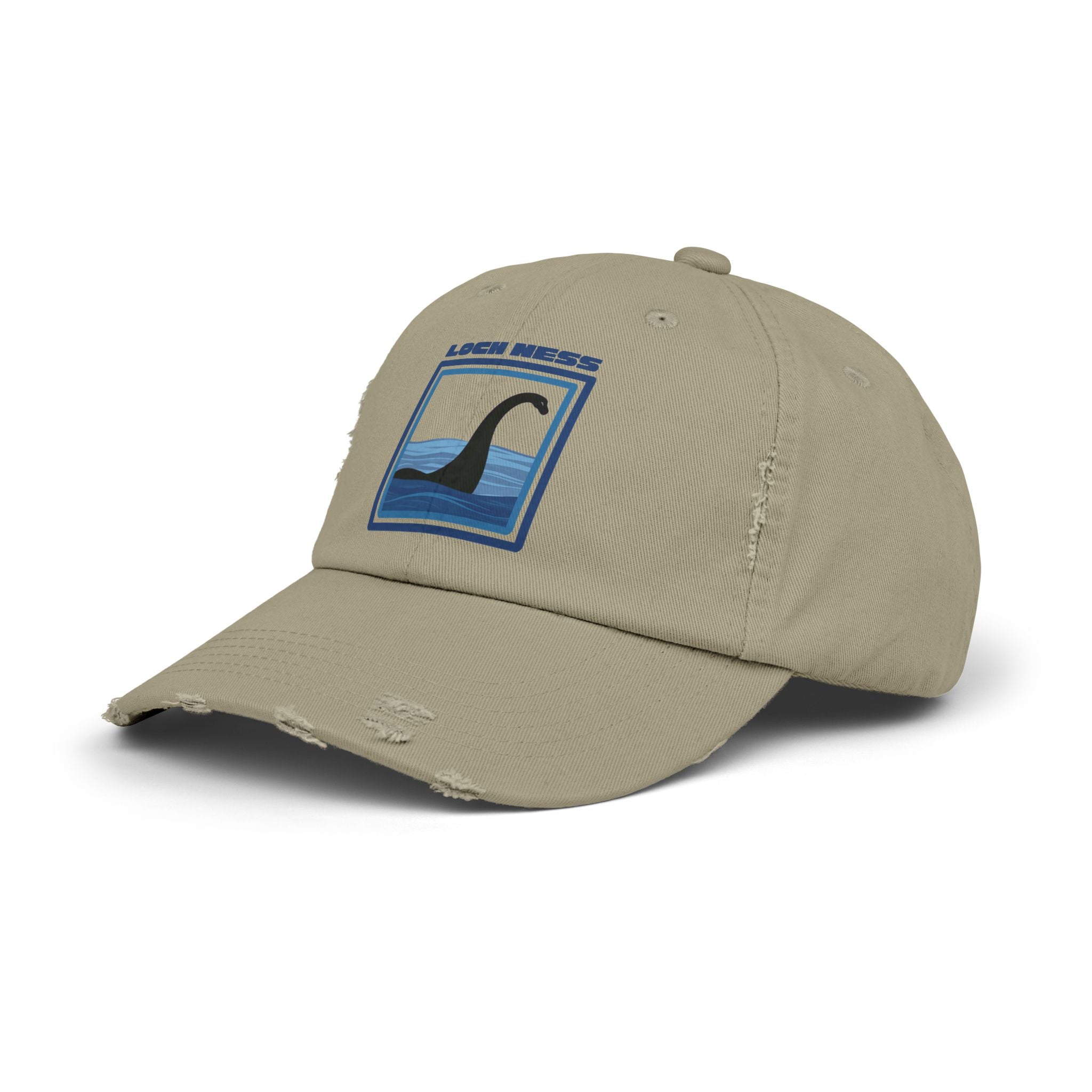 Loch Ness Monster: Unisex Distressed Cap, Adjustable Strap, Casual Outdoor Style (Blue)