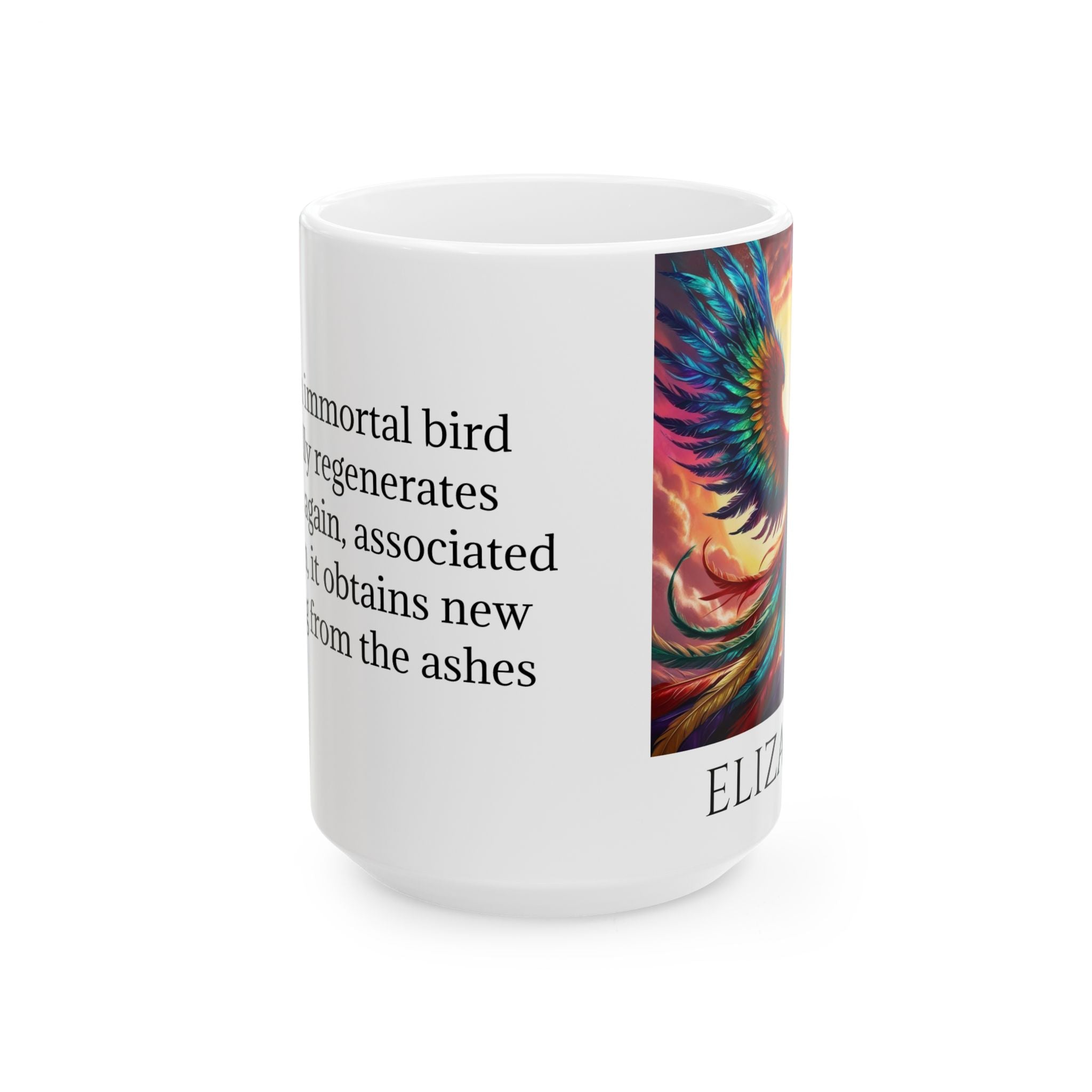 Customizable Phoenix Bird Mug: Firebird Coffee Cup, Renewal Rebirth Gift