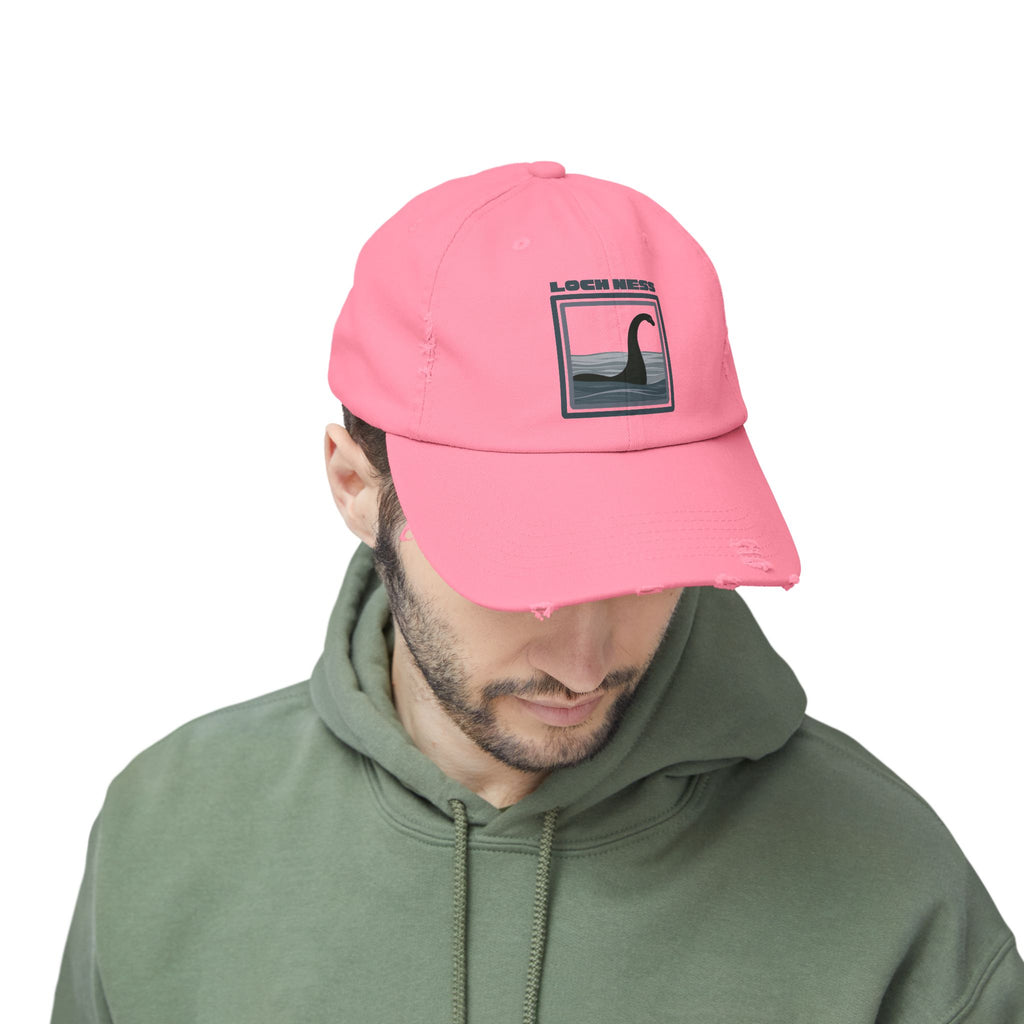 Loch Ness Monster: Unisex Distressed Cap, Adjustable Strap, Casual Outdoor Style (Slate)