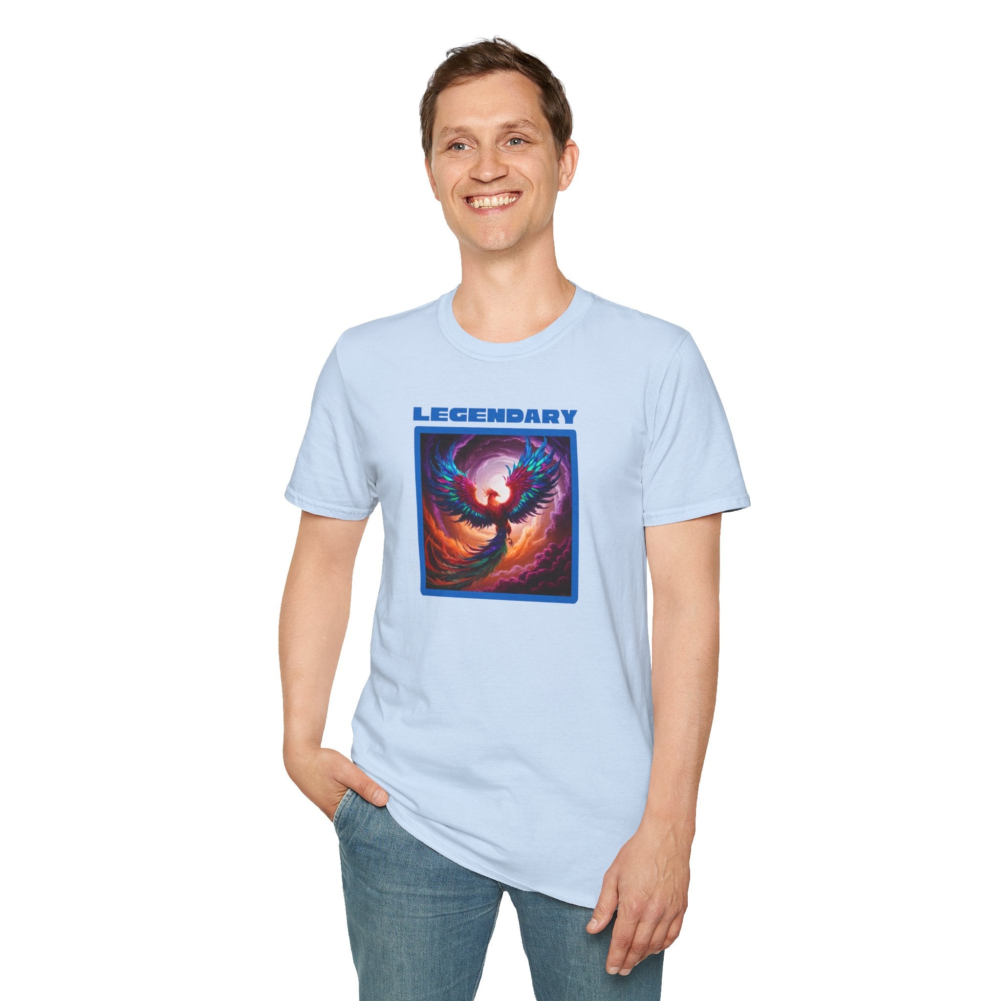 Phoenix Shirt: Rise from the Ashes, Soft Cotton T-Shirt, Legendary Graphic Tee (Blue)