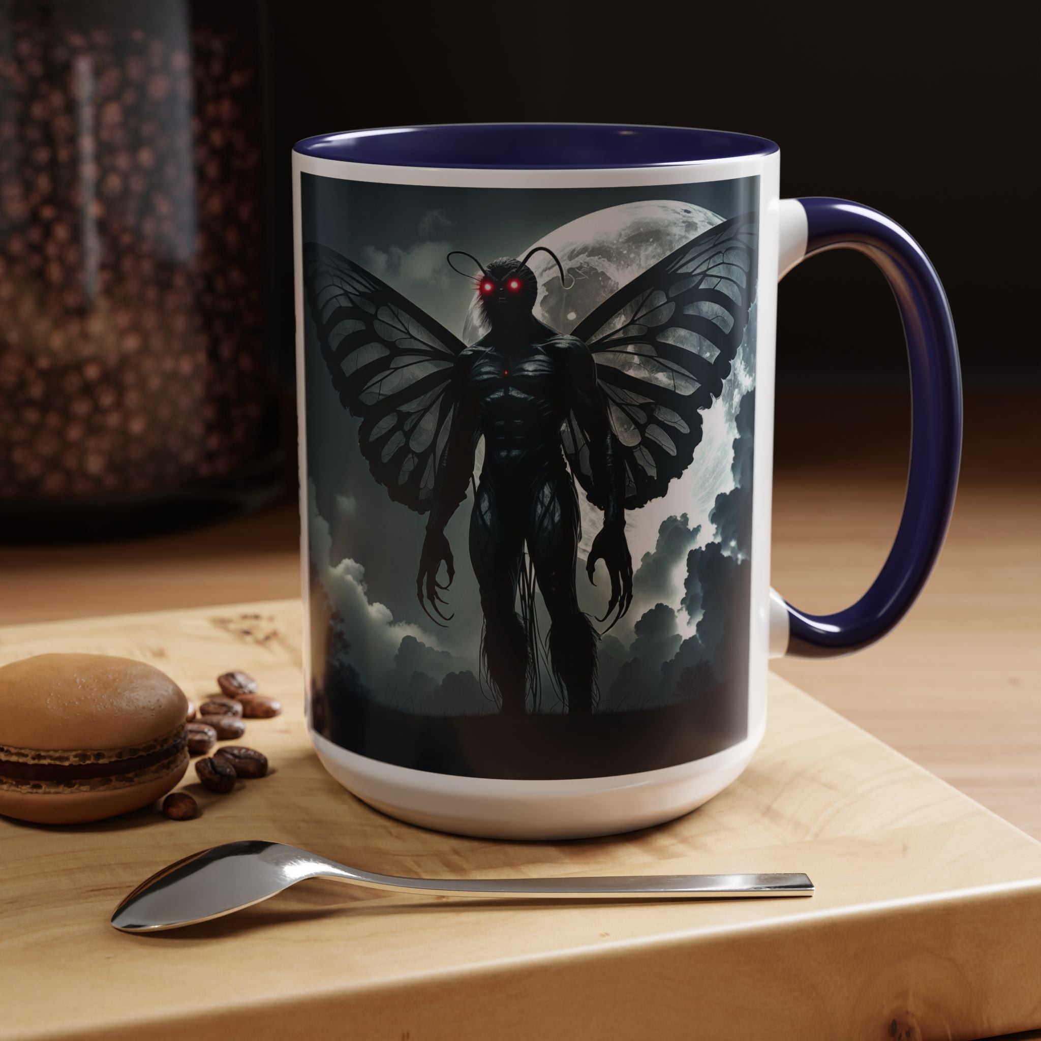 Mothman Coffee Mug: Supernatural Cryptid, Legendary Monster, Mugs for Men (Moon)