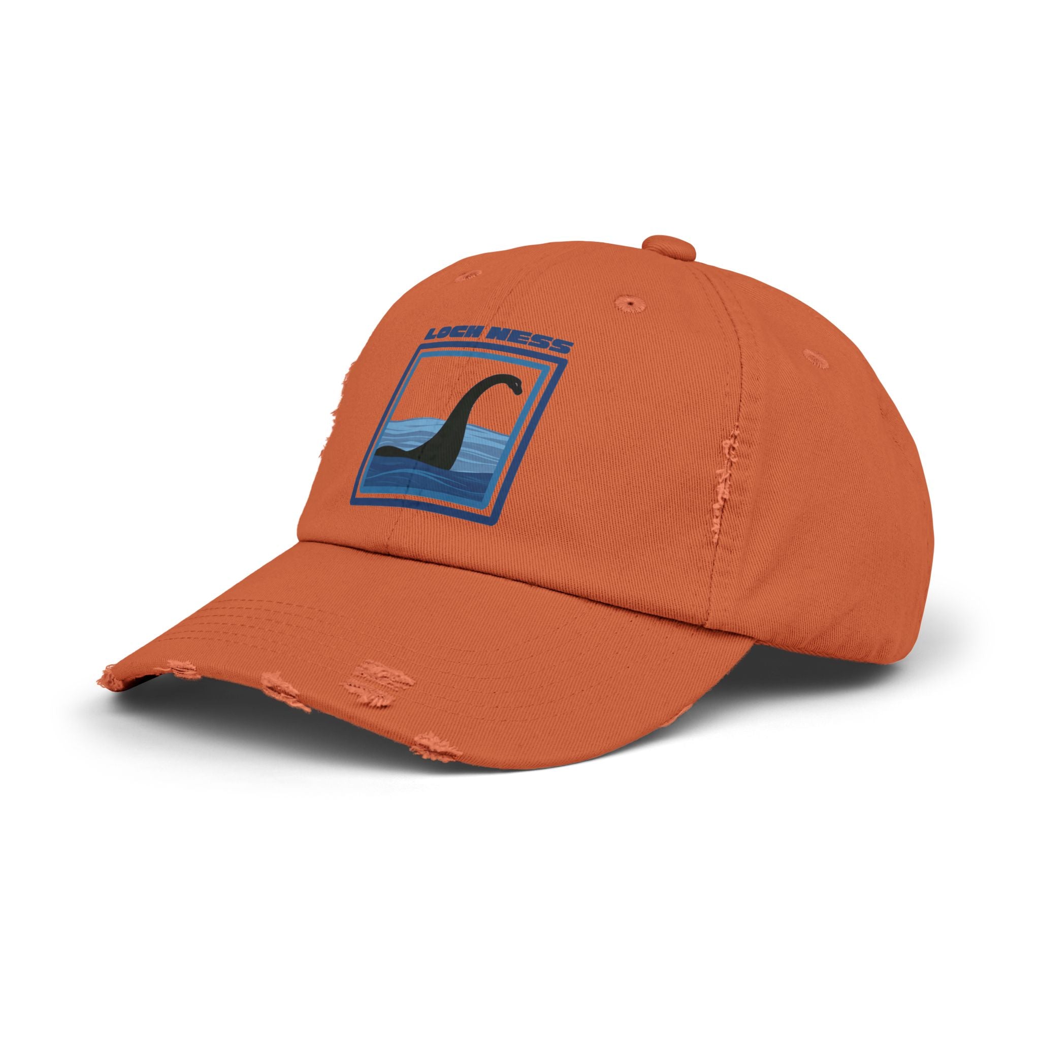 Loch Ness Monster: Unisex Distressed Cap, Adjustable Strap, Casual Outdoor Style (Blue)