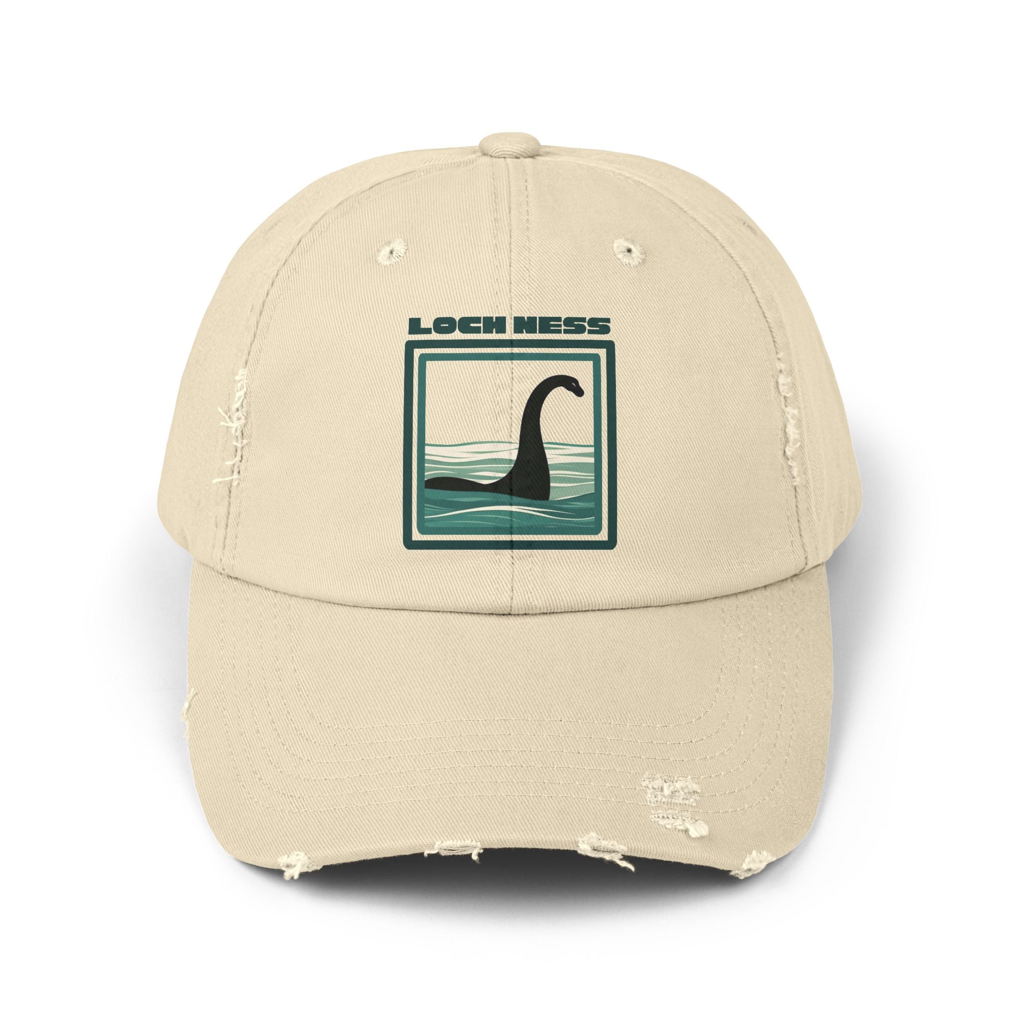 Loch Ness Monster: Unisex Distressed Cap, Adjustable Strap, Casual Outdoor Style (Green)