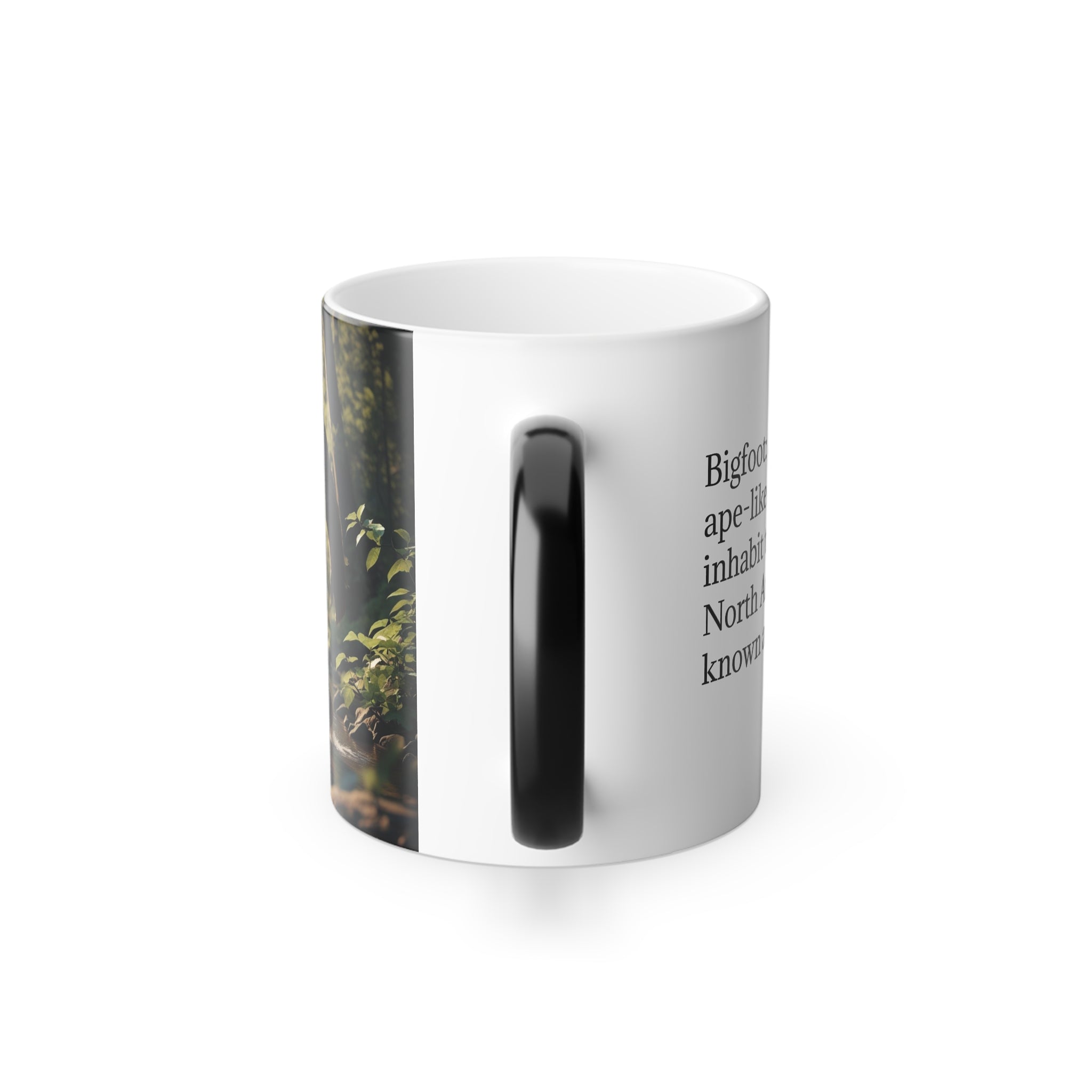 Color Changing Bigfoot Coffee Mug: Sasquatch, Mythical Creature, Camping Gift (River)
