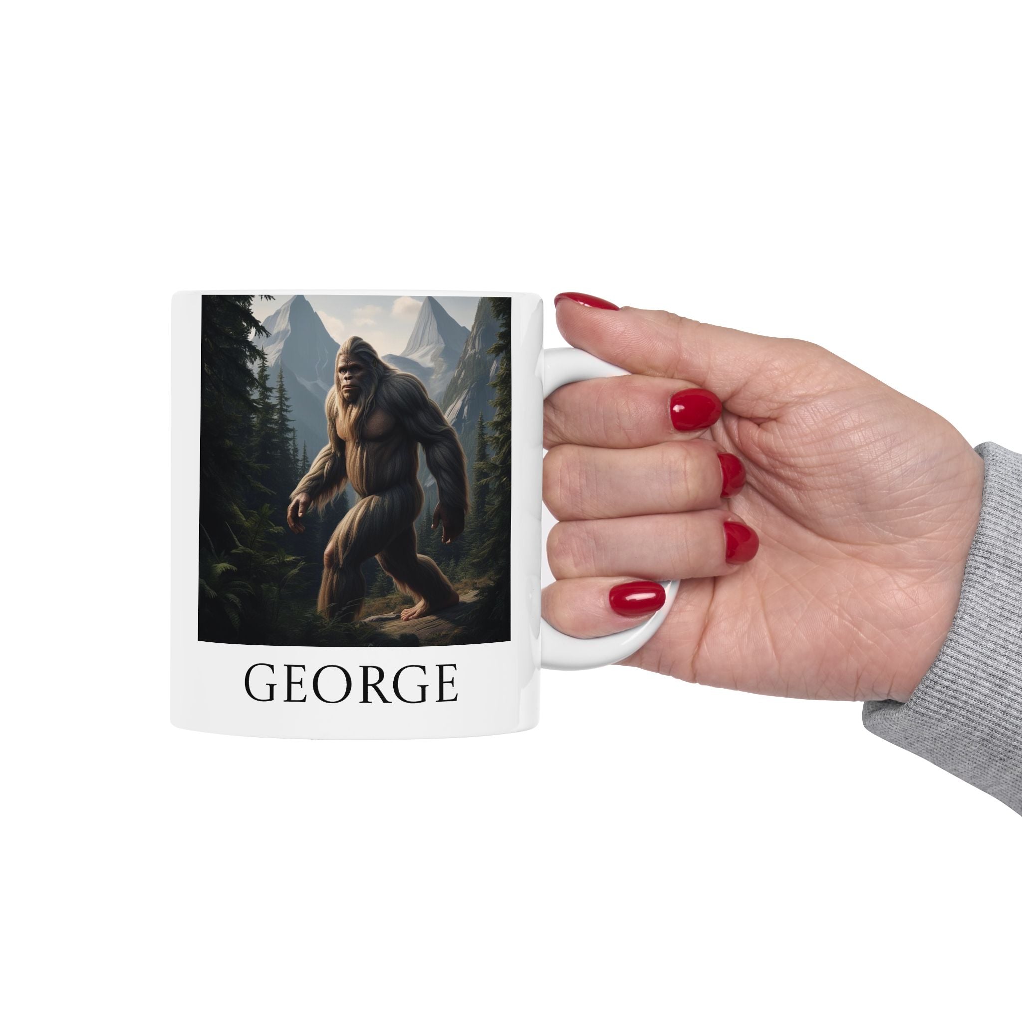 Customizable Bigfoot Coffee Mug: Sasquatch Camping Gift, Pacific Northwest Cryptid