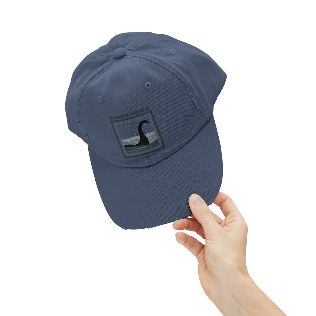 Loch Ness Monster: Unisex Distressed Cap, Adjustable Strap, Casual Outdoor Style (Slate)