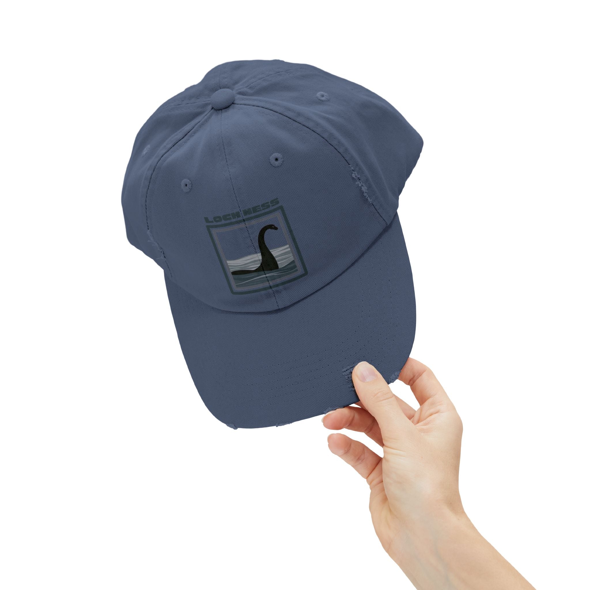 Loch Ness Monster: Unisex Distressed Cap, Adjustable Strap, Casual Outdoor Style (Slate)