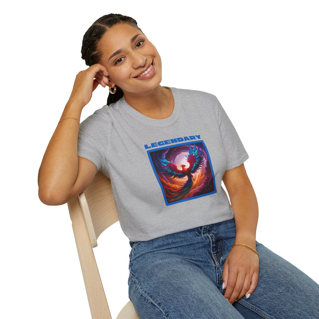 Phoenix Shirt: Rise from the Ashes, Soft Cotton T-Shirt, Legendary Graphic Tee (Blue)