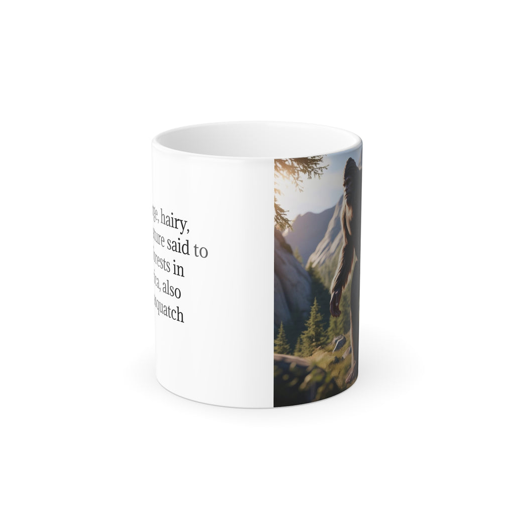 Bigfoot Mug: Color Changing Coffee Cup, Sasquatch, Pacific Northwest Cryptid (Rocks)