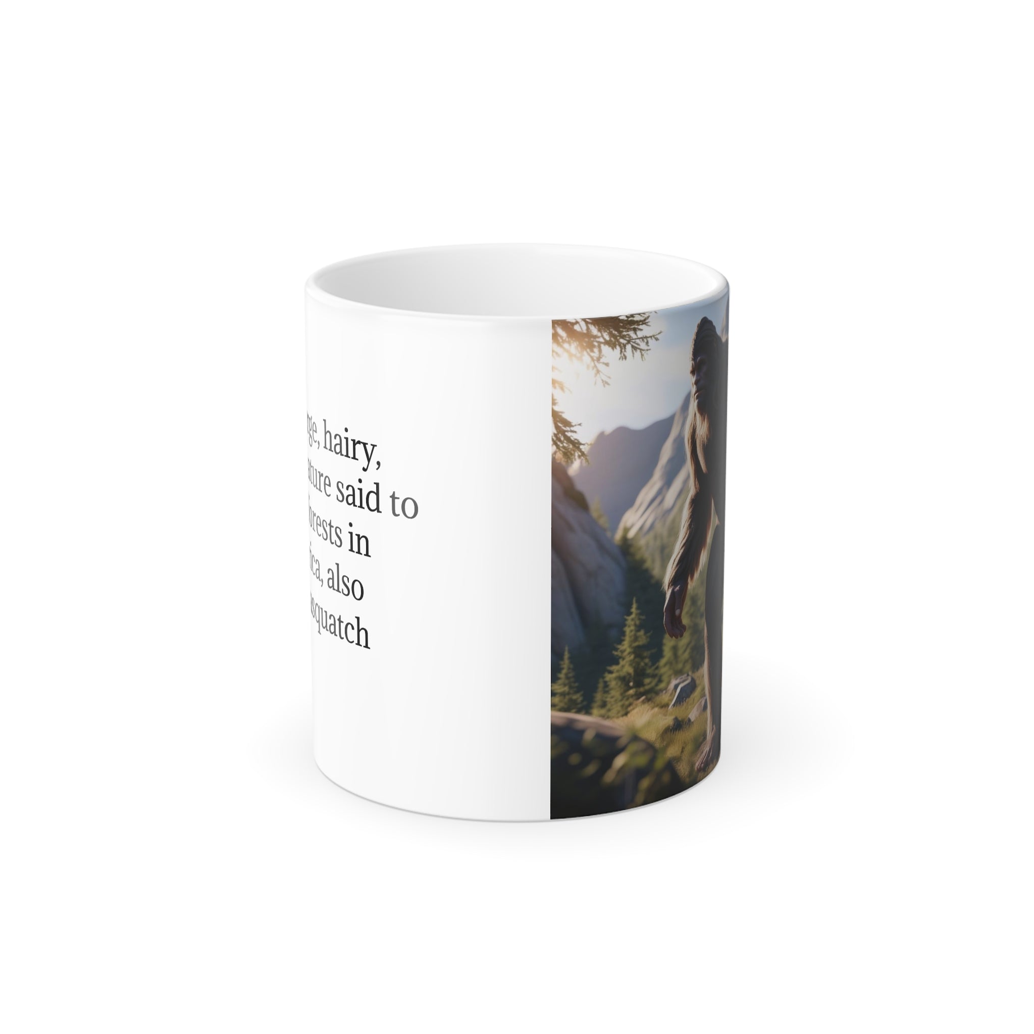 Bigfoot Mug: Color Changing Coffee Cup, Sasquatch, Pacific Northwest Cryptid (Rocks)