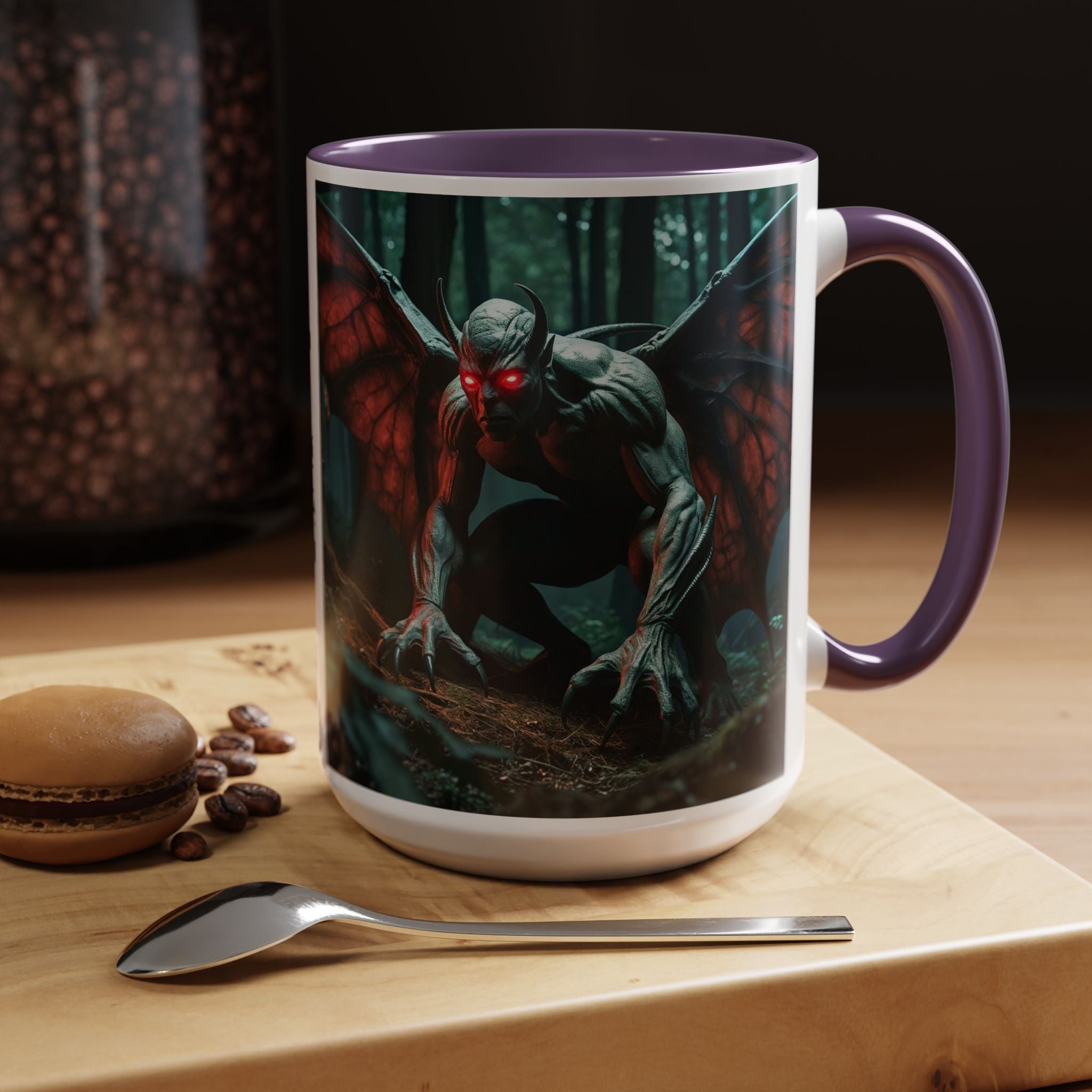 Mothman Mug: Supernatural Monster, Cryptid Mug, Mythical Creature, Urban Legend (Crouching)