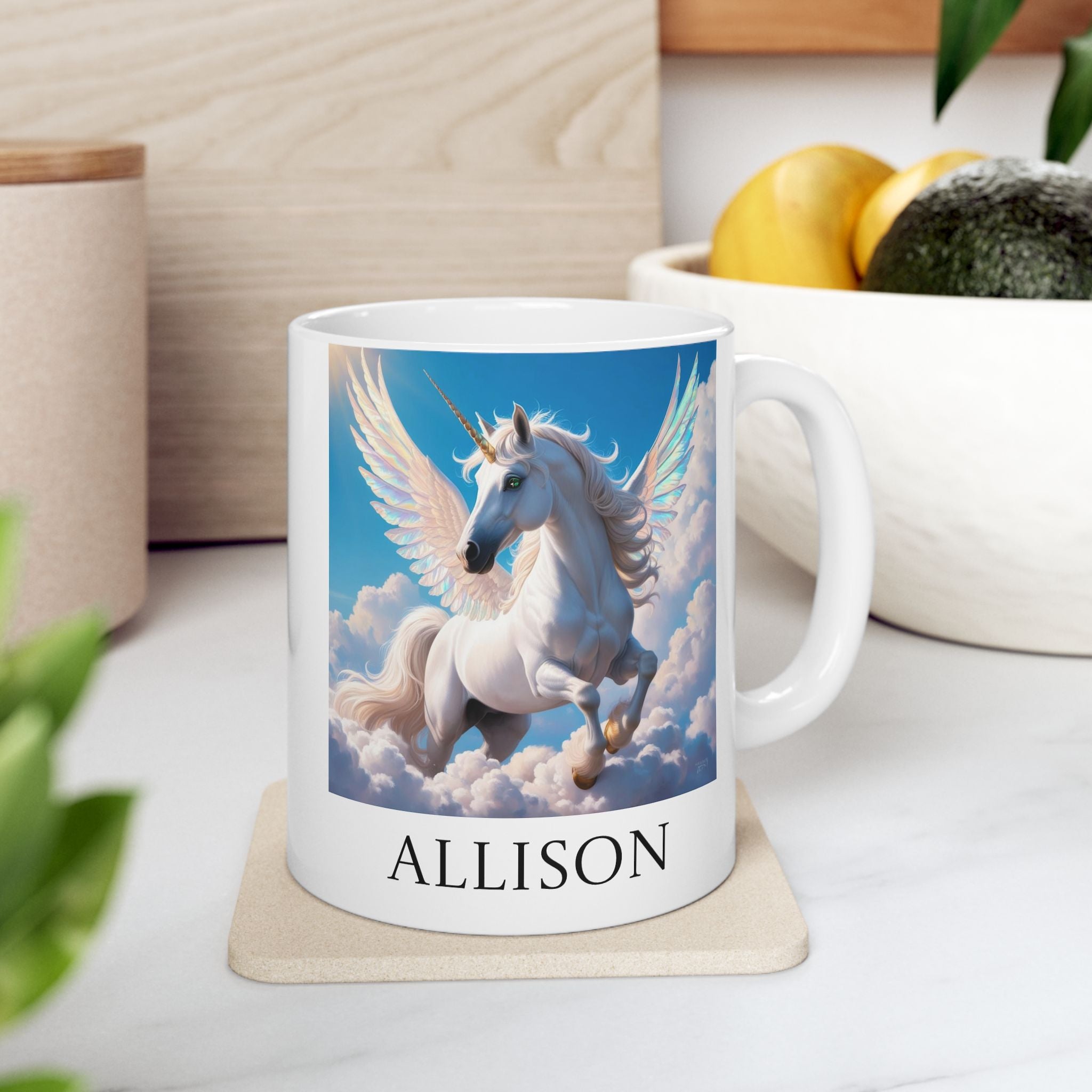 Customizable Unicorn Coffee Mug: Mythical Creature, Enchanted Alicorn, Fairytale Gift