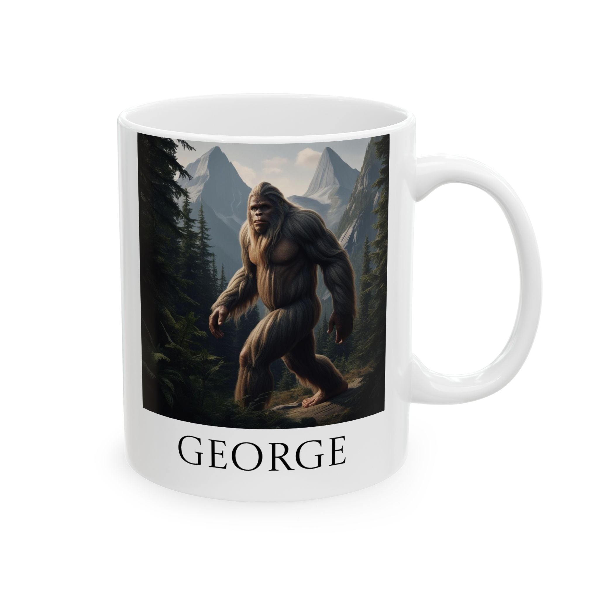 Customizable Bigfoot Coffee Mug: Sasquatch Camping Gift, Pacific Northwest Cryptid
