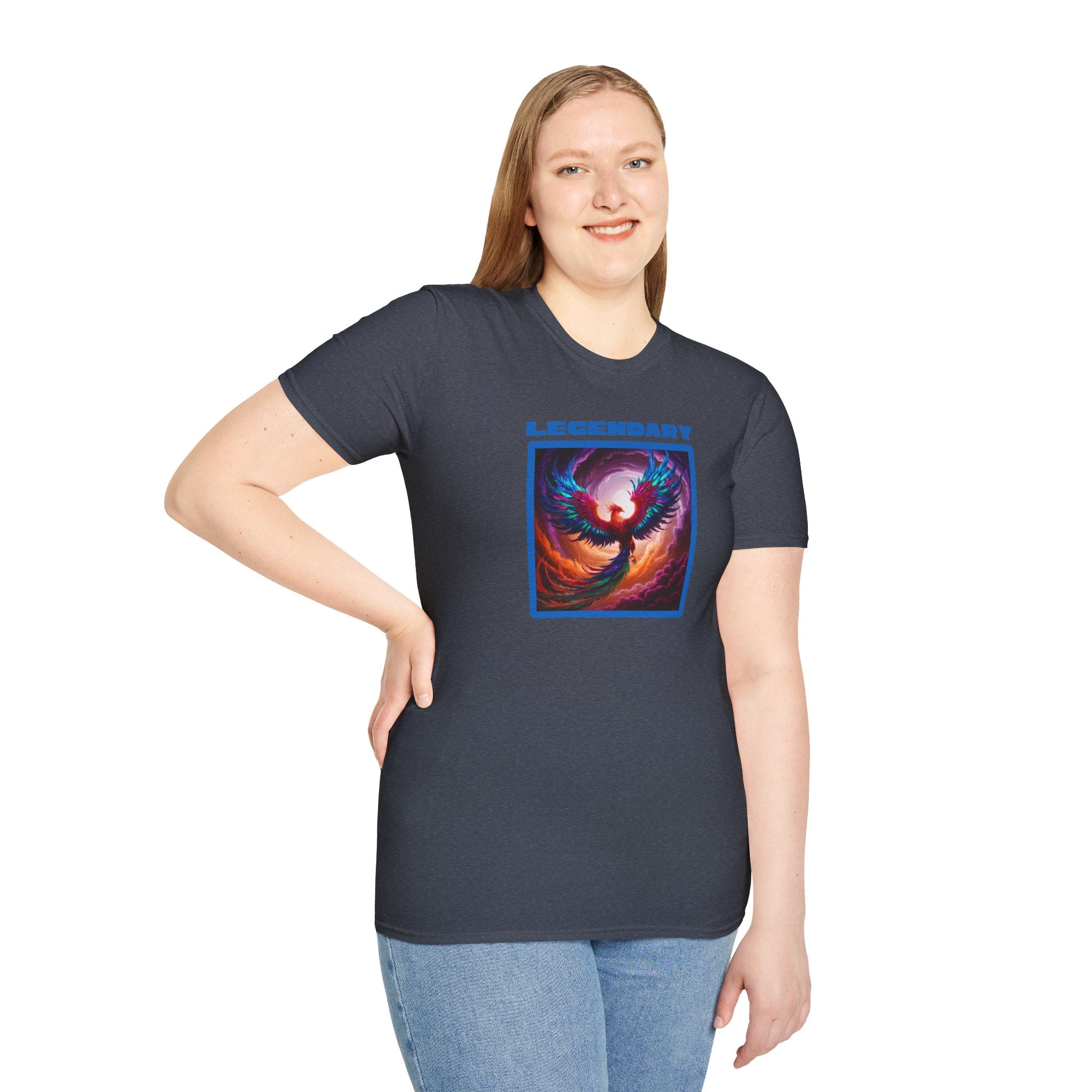 Phoenix Shirt: Rise from the Ashes, Soft Cotton T-Shirt, Legendary Graphic Tee (Blue)