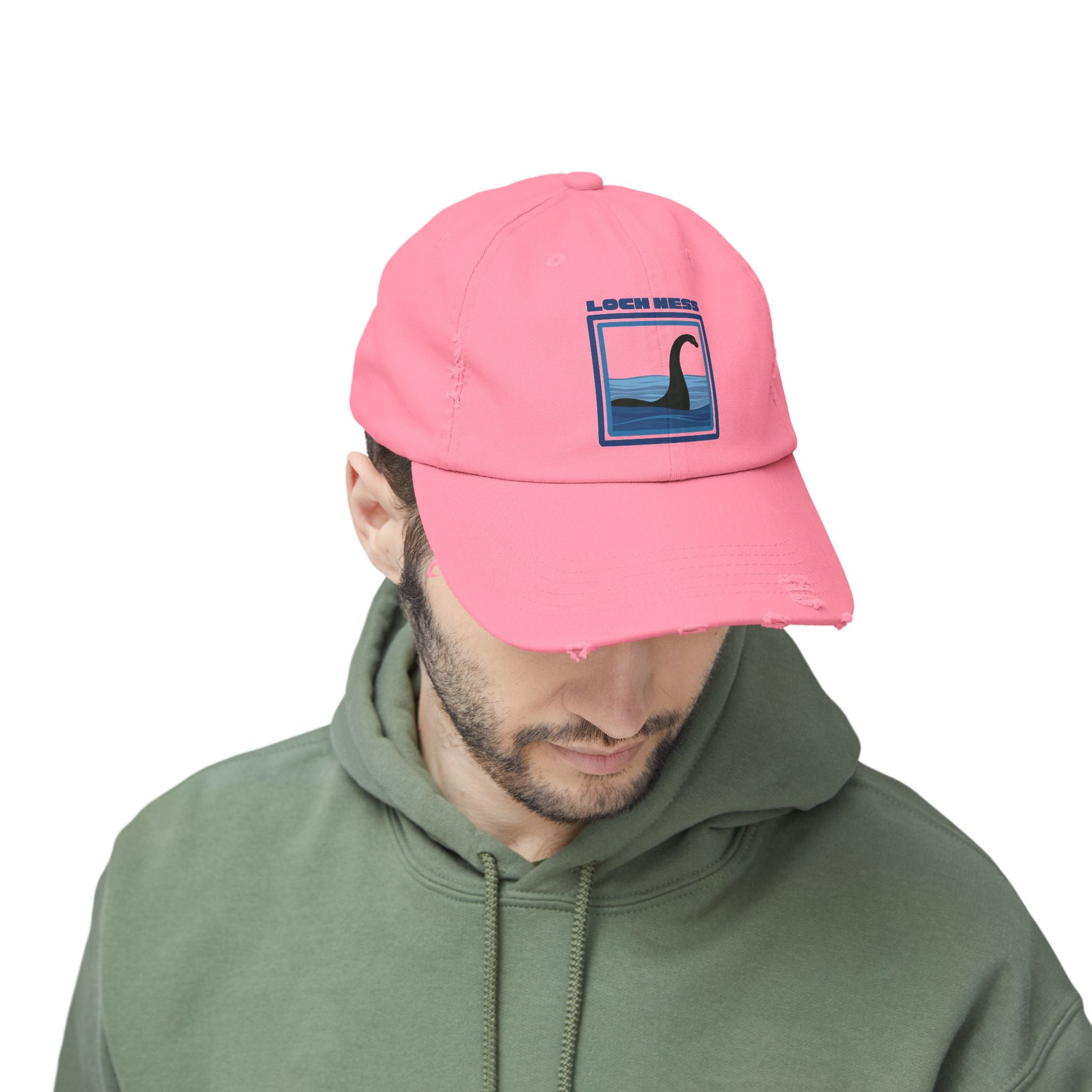 Loch Ness Monster: Unisex Distressed Cap, Adjustable Strap, Casual Outdoor Style (Blue)