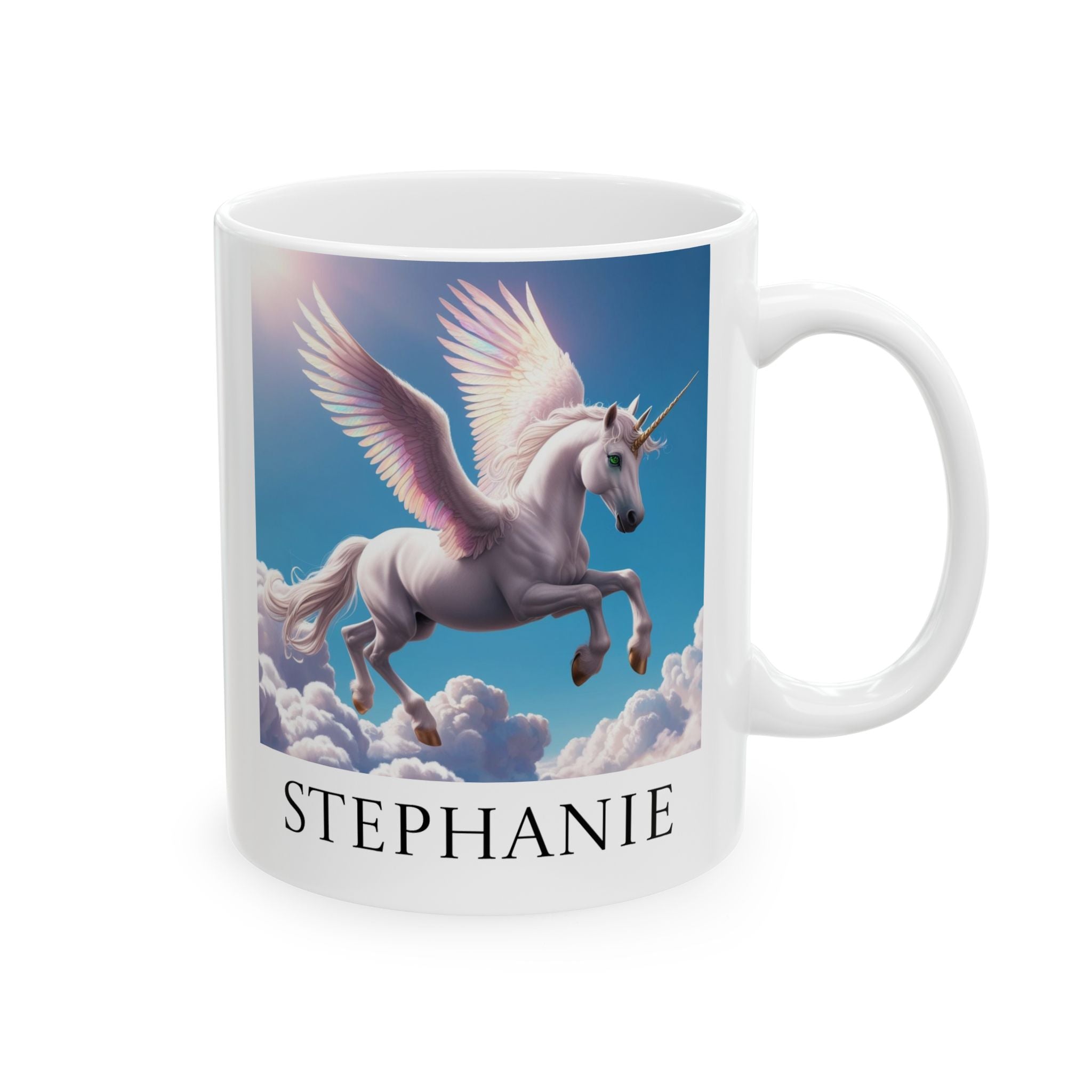 Personalized Unicorn Mug: Enchanted Alicorn, Mythical Creature, Customizable Gift
