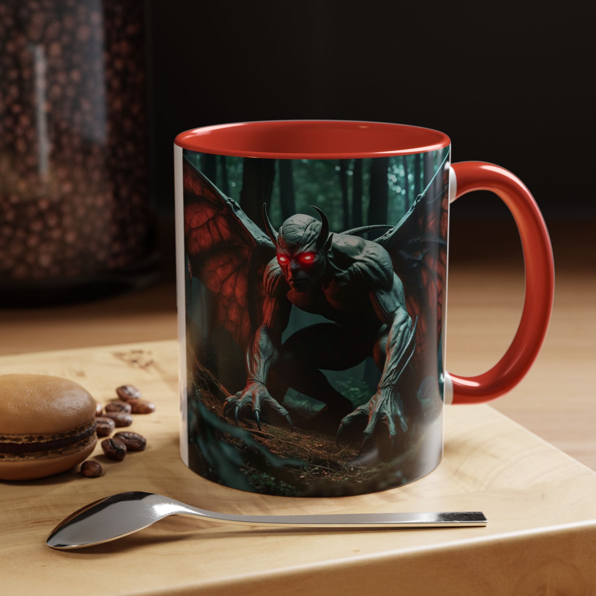 Mothman Mug: Supernatural Monster, Cryptid Mug, Mythical Creature, Urban Legend (Crouching)