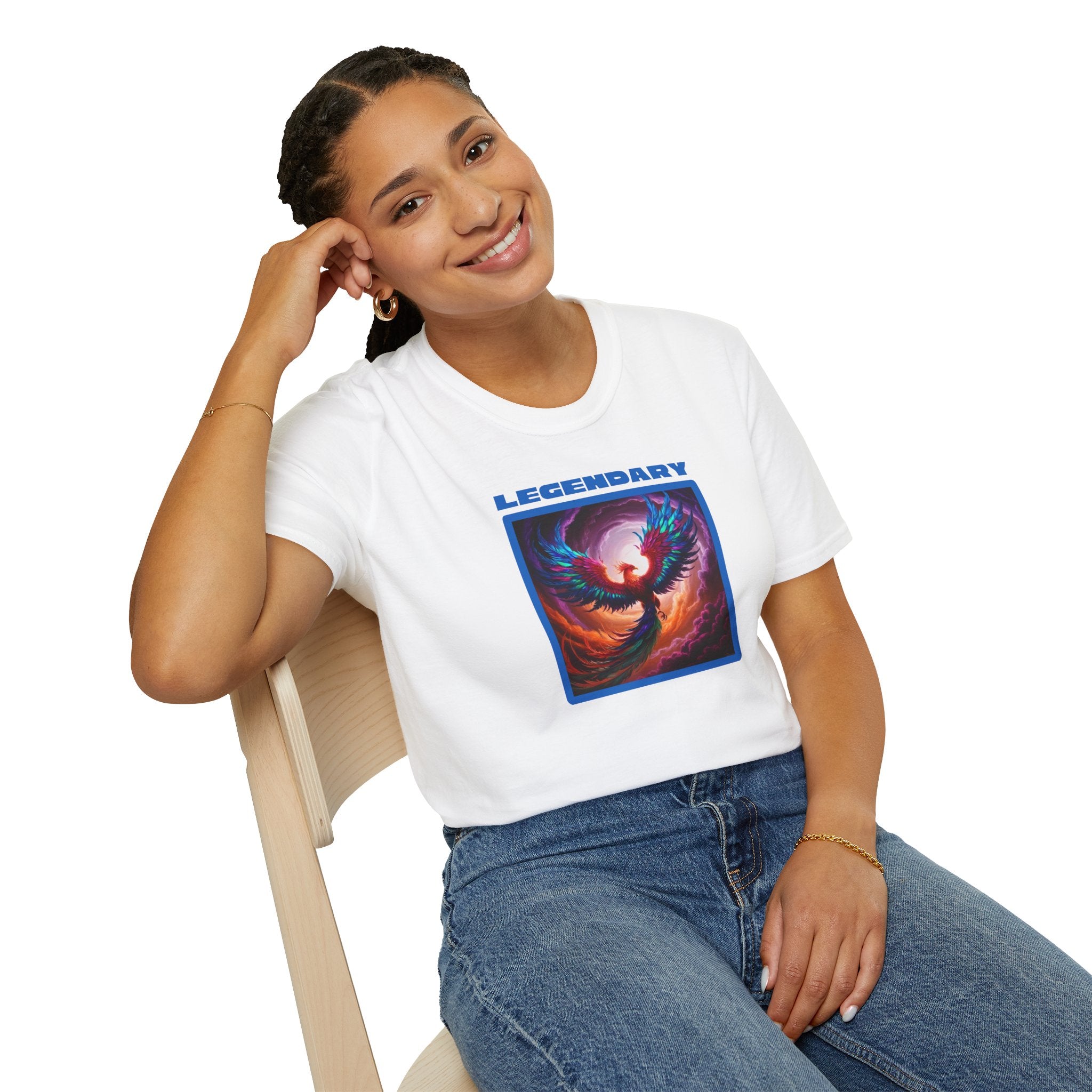 Phoenix Shirt: Rise from the Ashes, Soft Cotton T-Shirt, Legendary Graphic Tee (Blue)