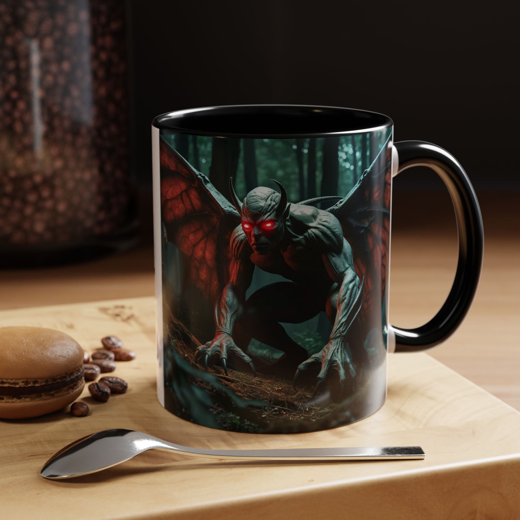 Mothman Mug: Supernatural Monster, Cryptid Mug, Mythical Creature, Urban Legend (Crouching)