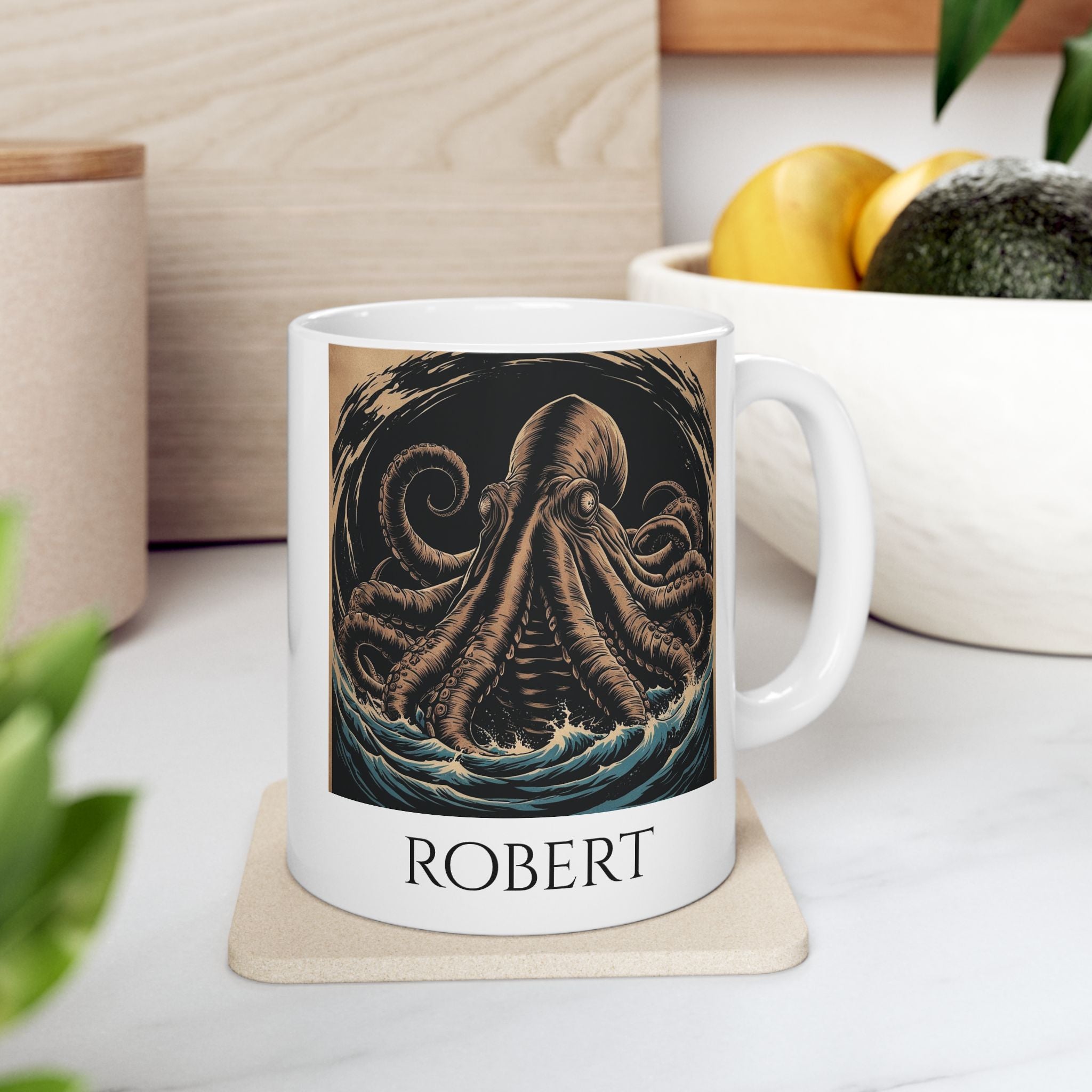 Personalized Kraken Coffee Mug: Giant Squid, Mythical Creature, Sea Monster