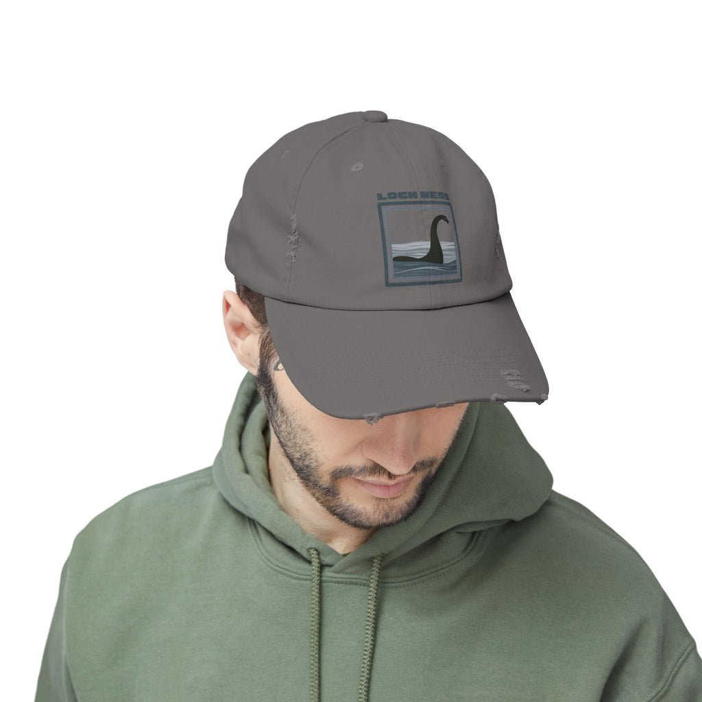 Loch Ness Monster: Unisex Distressed Cap, Adjustable Strap, Casual Outdoor Style (Slate)