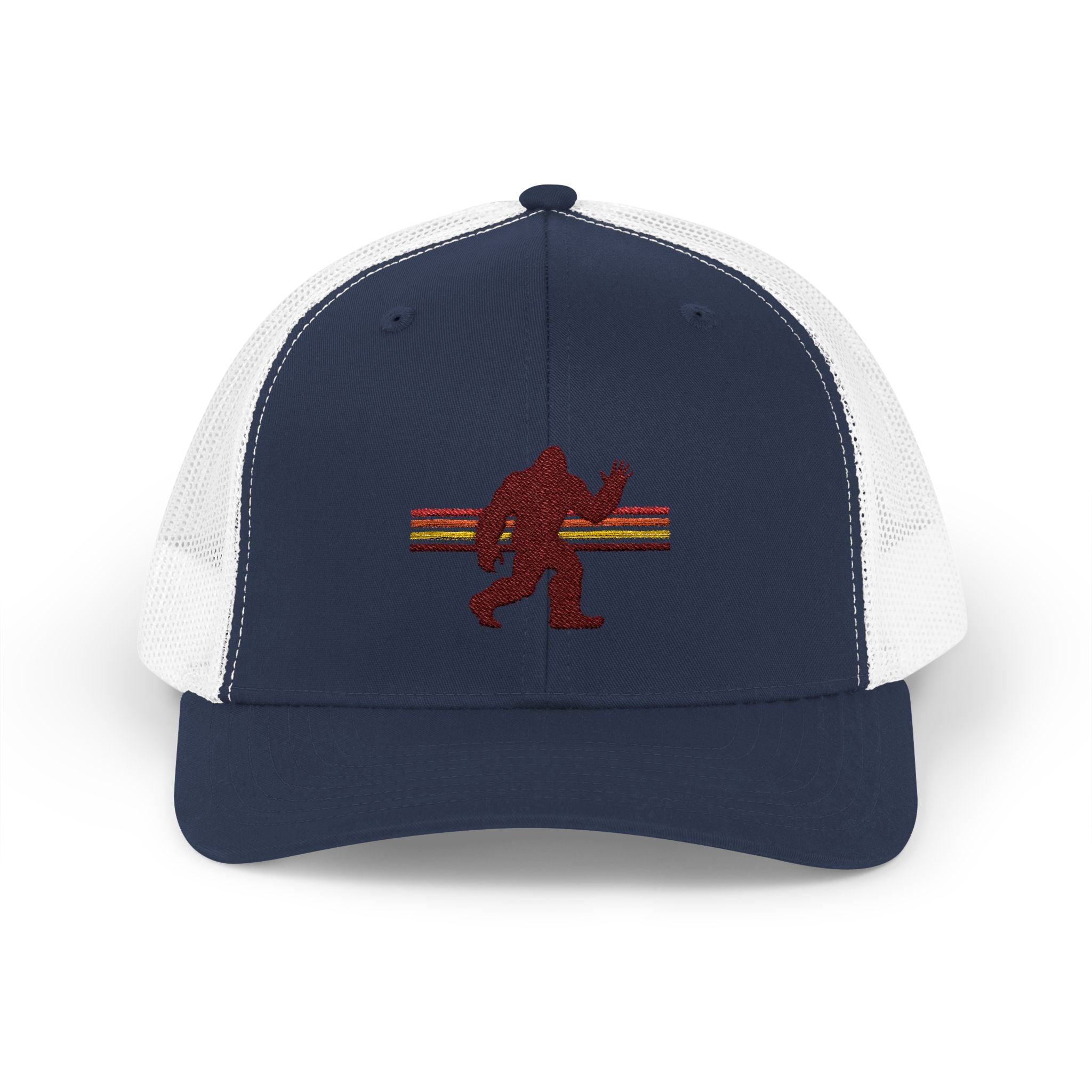 Bigfoot Trucker Hat: Embroidered Baseball Cap, Sasquatch Snapback Hat