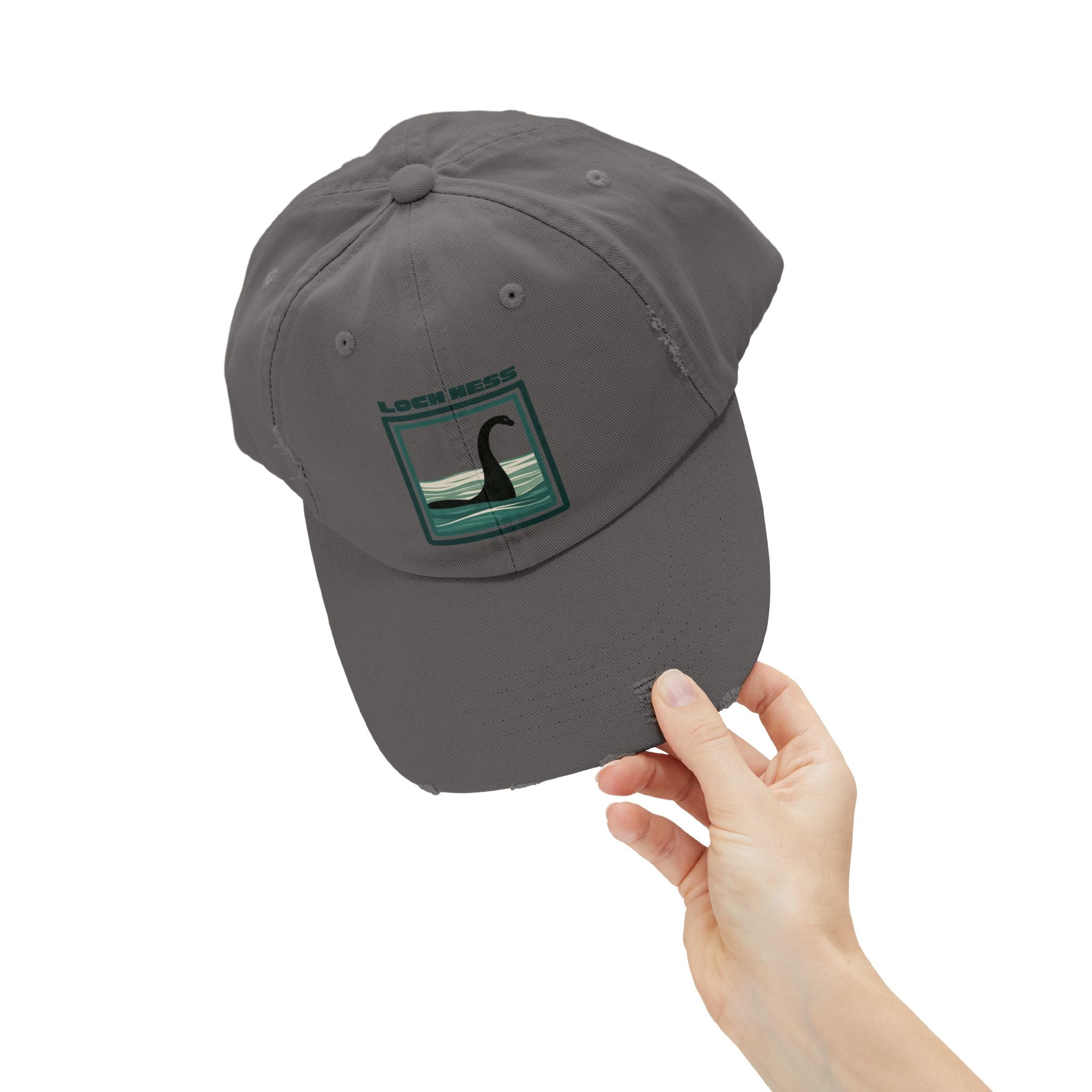 Loch Ness Monster: Unisex Distressed Cap, Adjustable Strap, Casual Outdoor Style (Green)