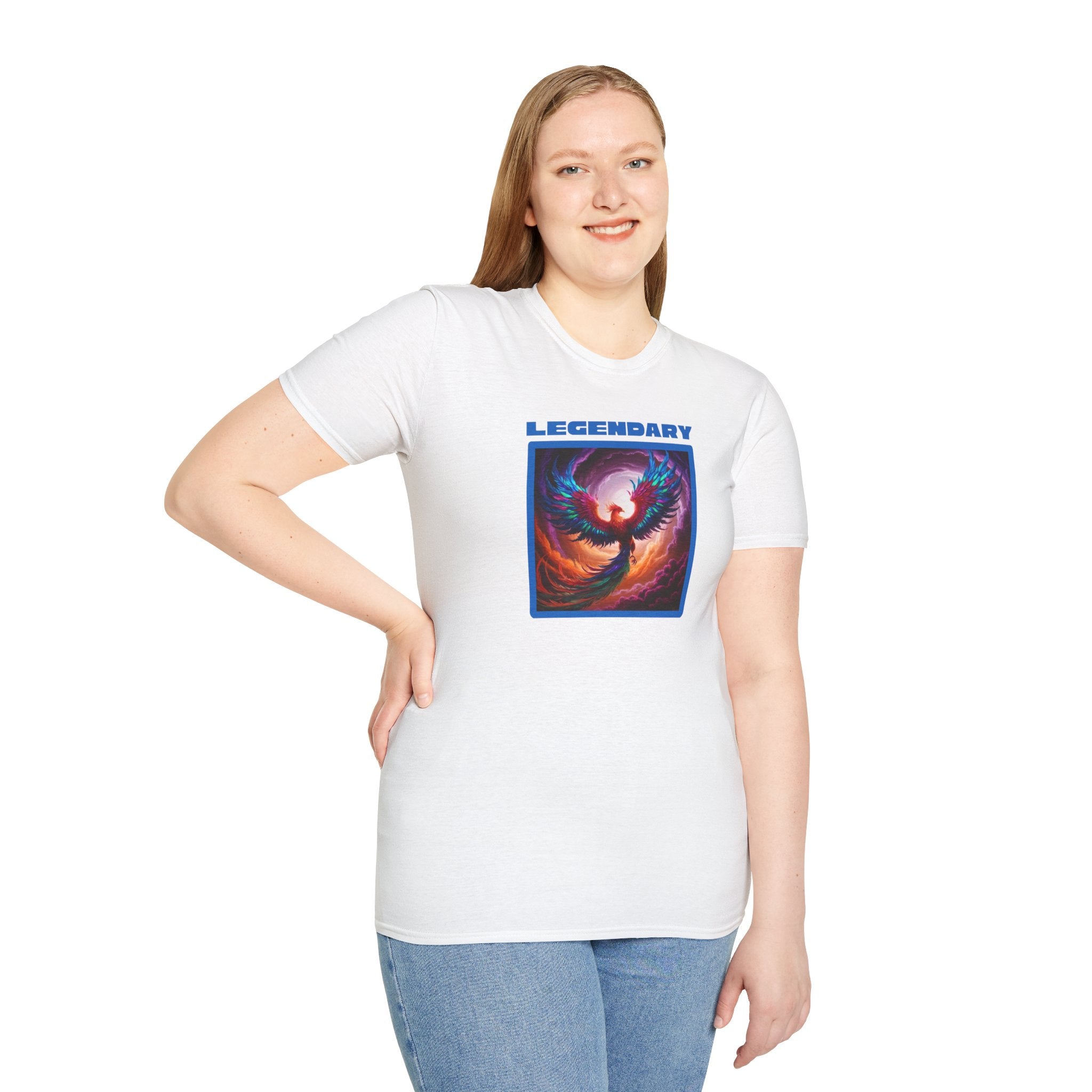 Phoenix Shirt: Rise from the Ashes, Soft Cotton T-Shirt, Legendary Graphic Tee (Blue)