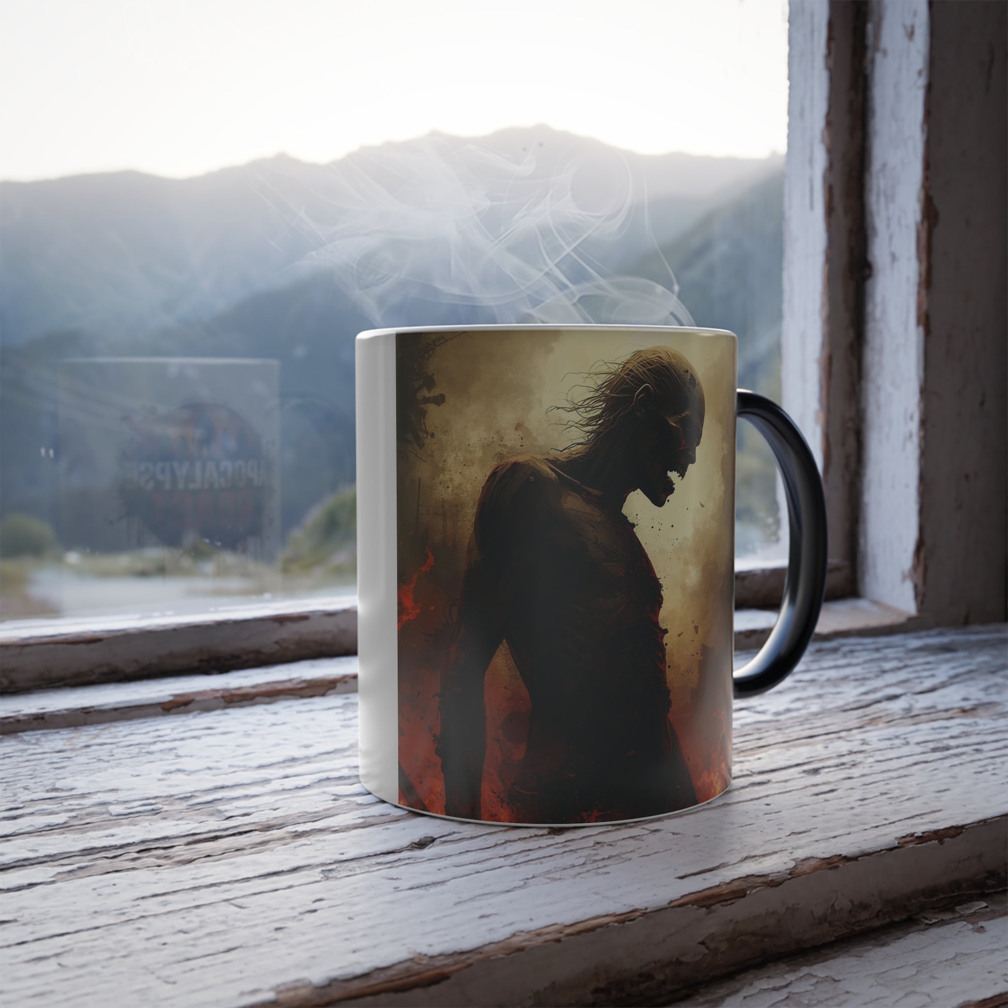 Zombie Coffee Mug: Color Changing, Halloween Horror, Apocalypse Roast (Fire)
